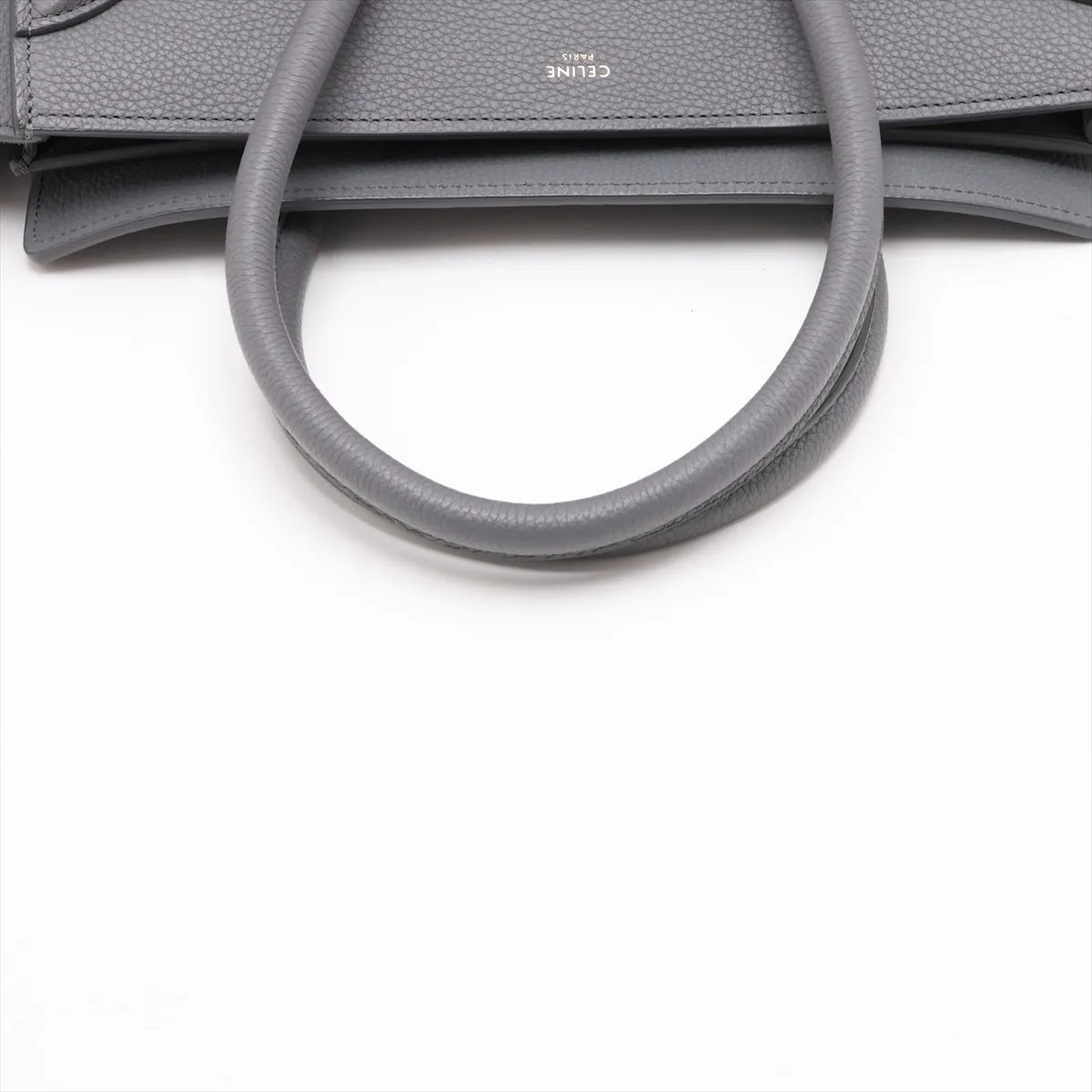 Luggage Micro Shopper Leather Handbag, Gray — view 5
