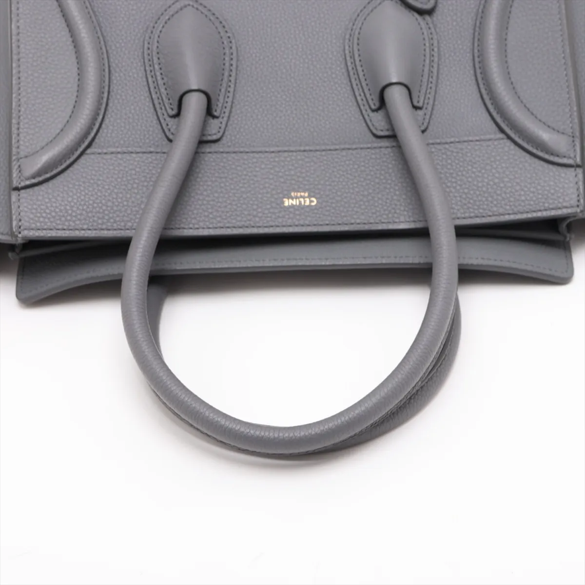 Luggage Micro Shopper Leather Handbag, Gray — view 6