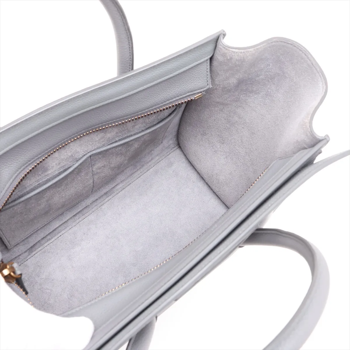 Luggage Micro Shopper Leather Handbag, Gray — view 8
