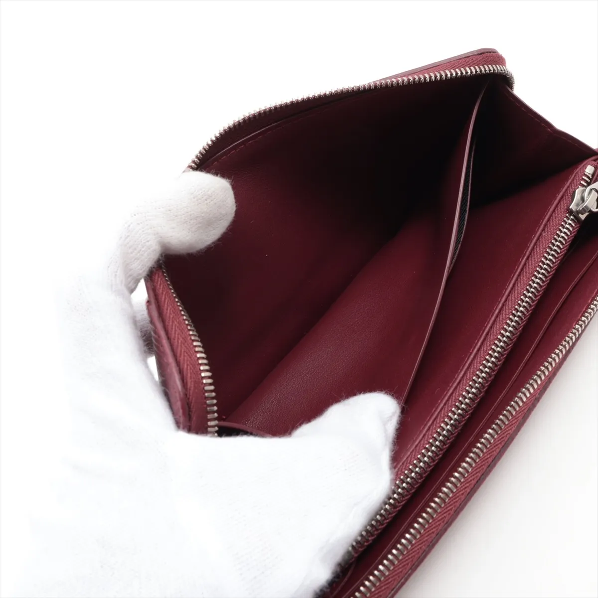Marco Polo Leather Round Zip Wallet Red — view 4