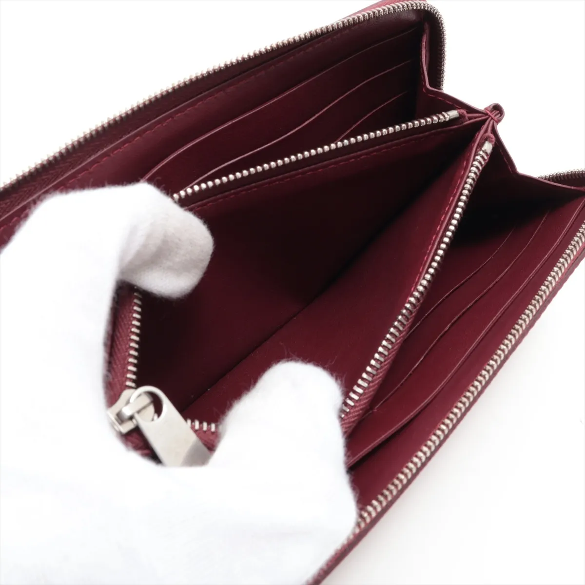 Marco Polo Leather Round Zip Wallet Red — view 8