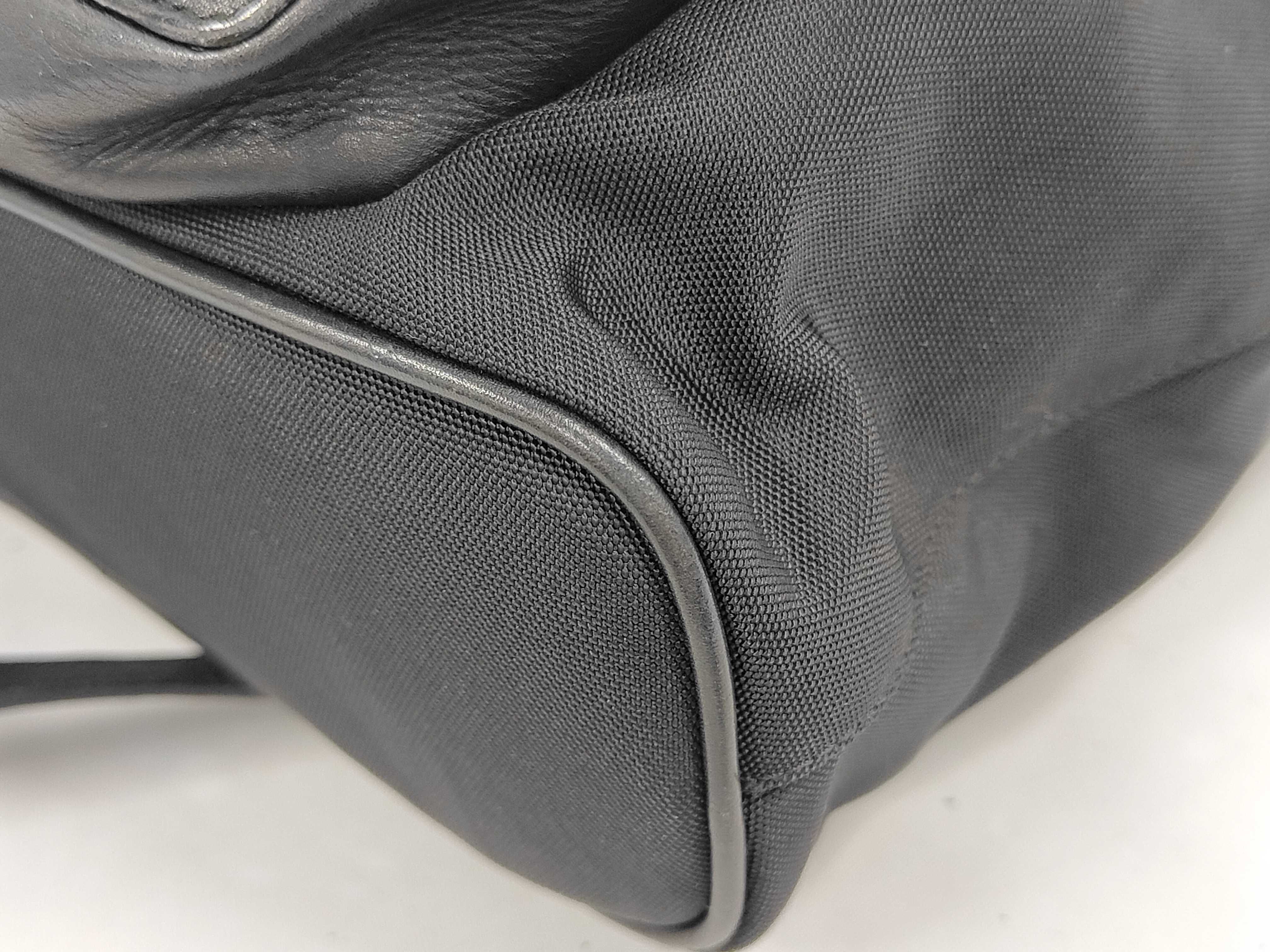 Nylon Leather Backpack, Black — view 4