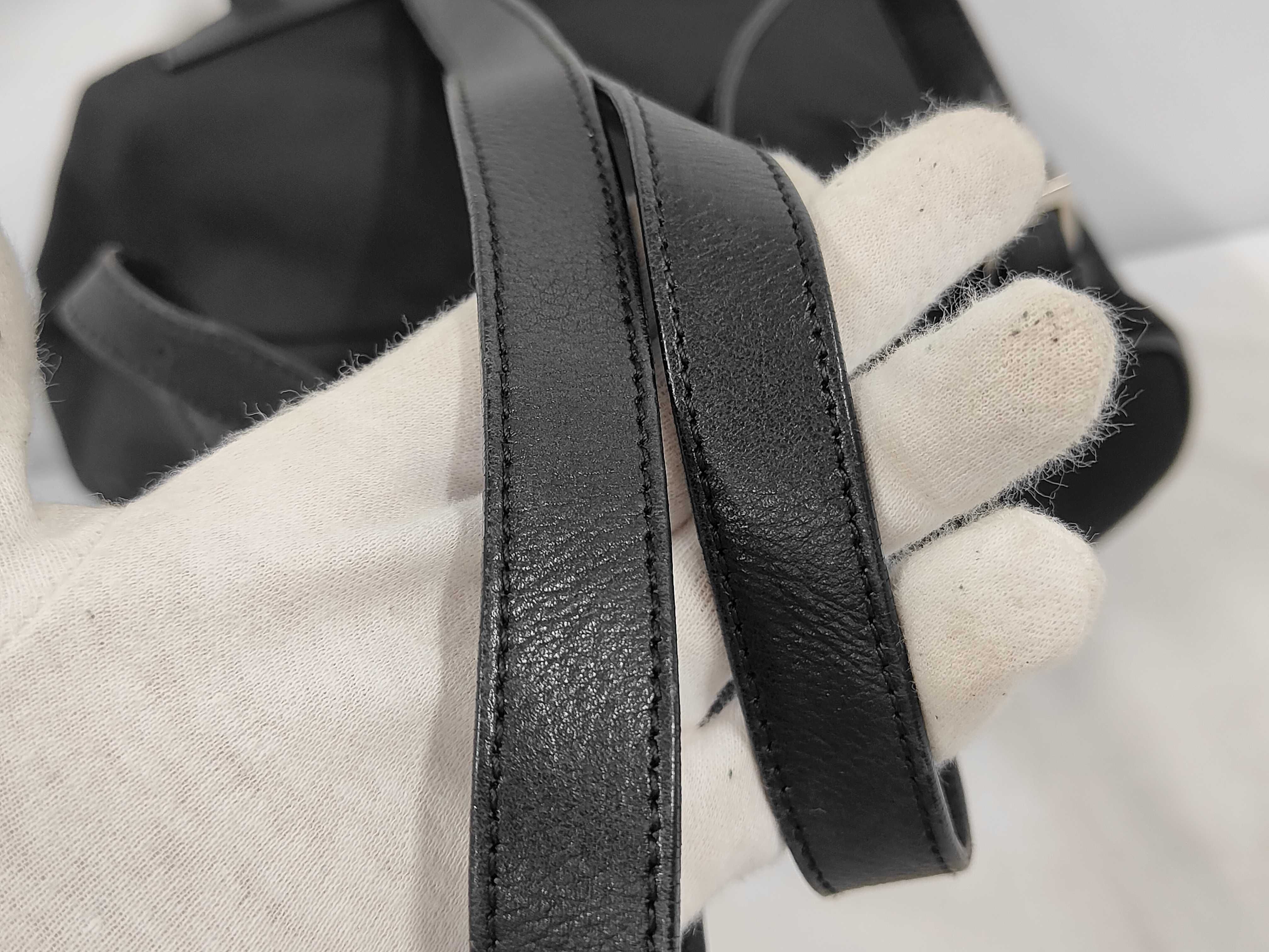 Nylon Leather Backpack, Black — view 5