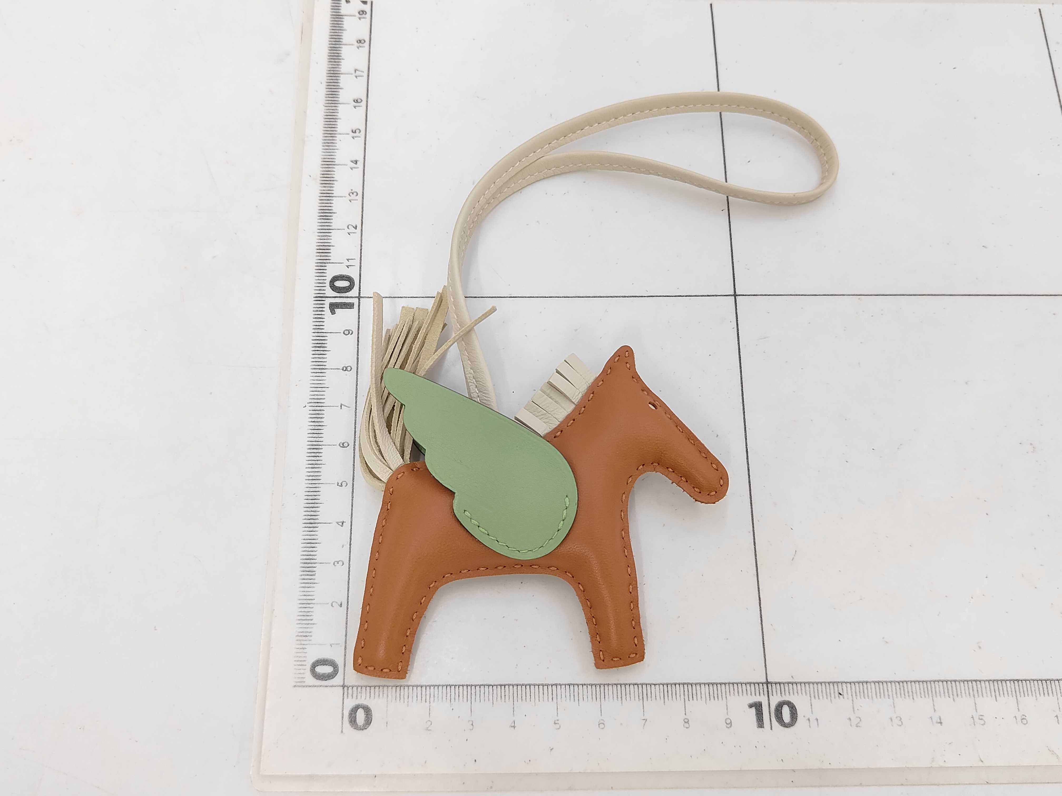 Pegasus PM Charm, B Stamp, Leather, Gold, Nata Vert Cricket, Box Charm — view 2