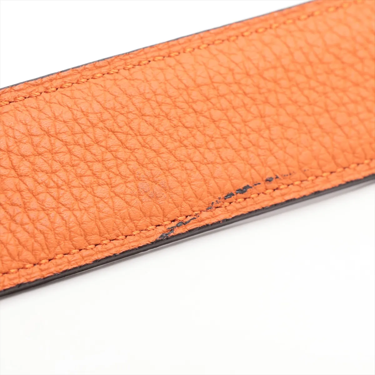 Medor Coriedossian Engraving is unclear Belt 90 Leather Black x Orange — view 6