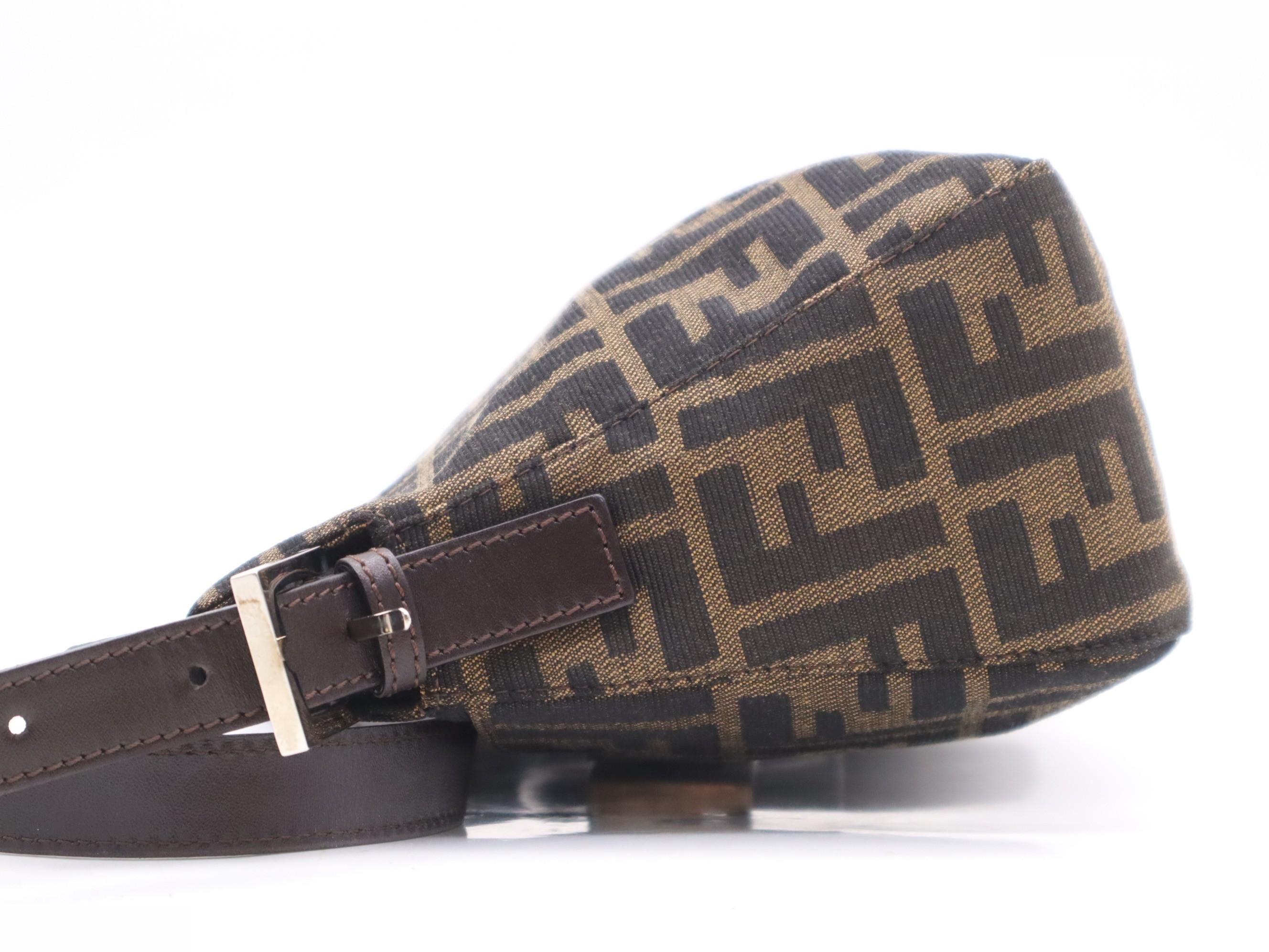 Canvas x Leather Zucca One-Shoulder Bag, Brown/Dark Brown, Silver Hardware — view 3