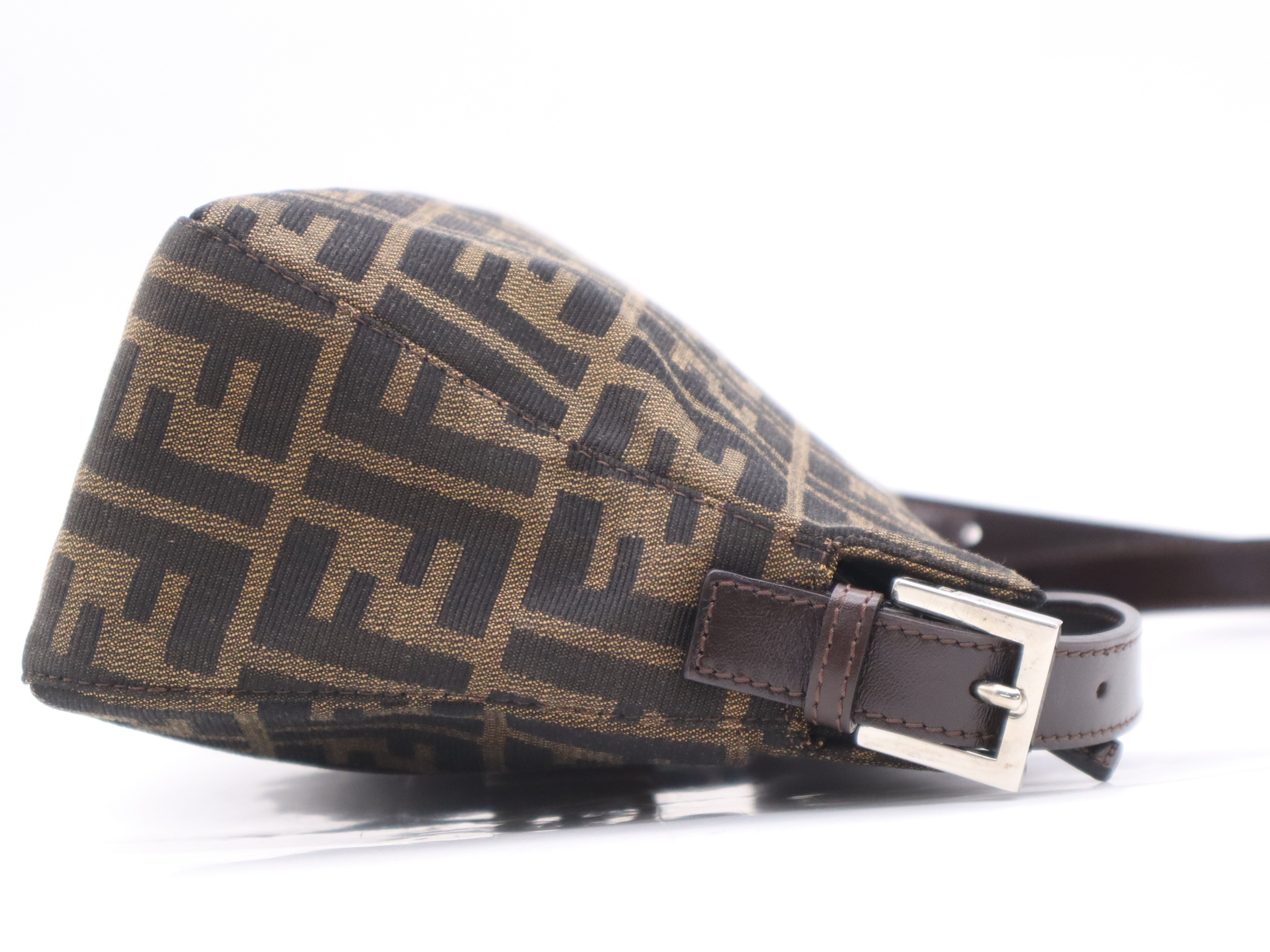 Canvas x Leather Zucca One-Shoulder Bag, Brown/Dark Brown, Silver Hardware — view 5