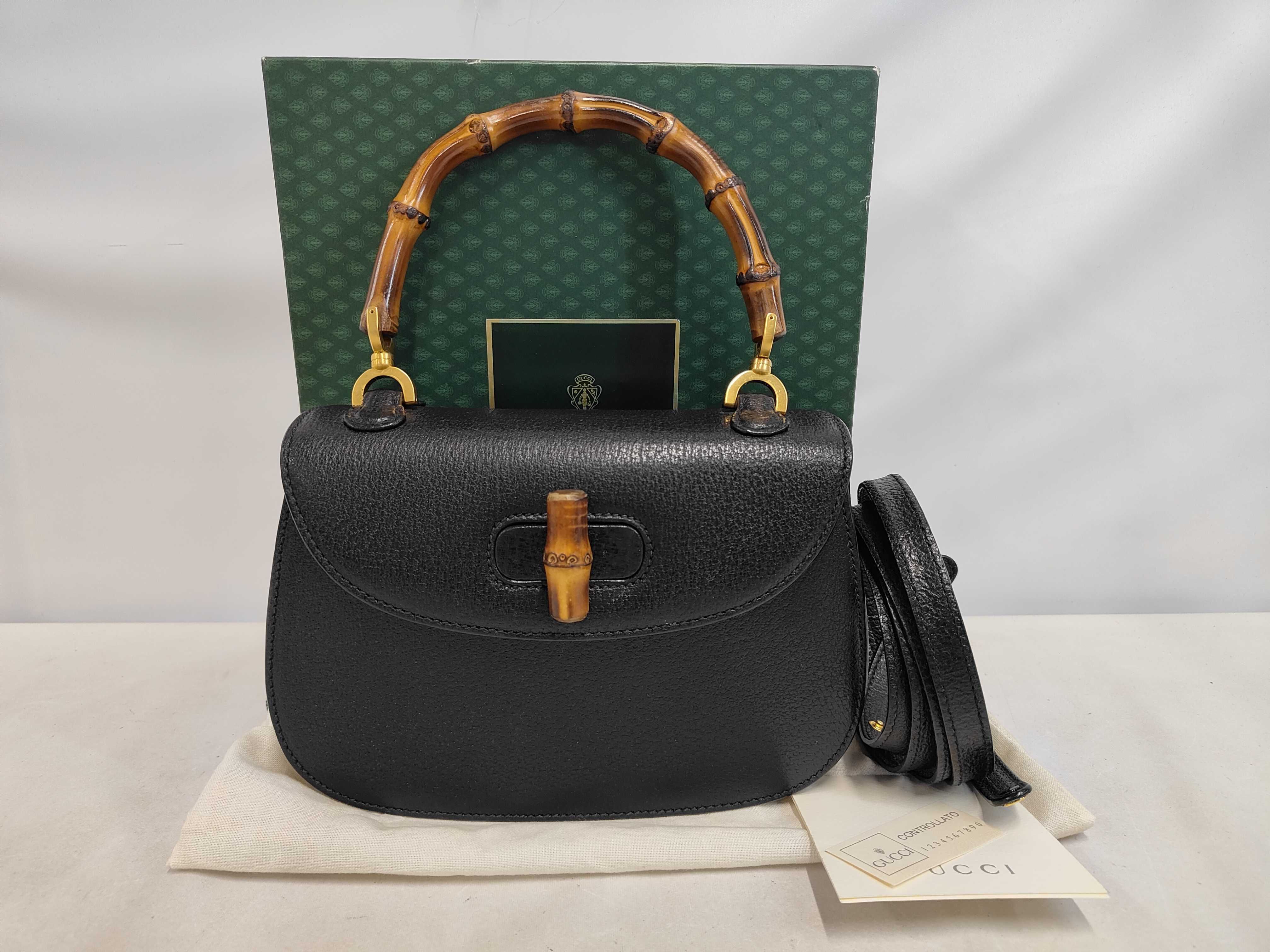Bamboo Leather 2-Way Handbag with Shoulder Strap 000 46 0188 Handbag