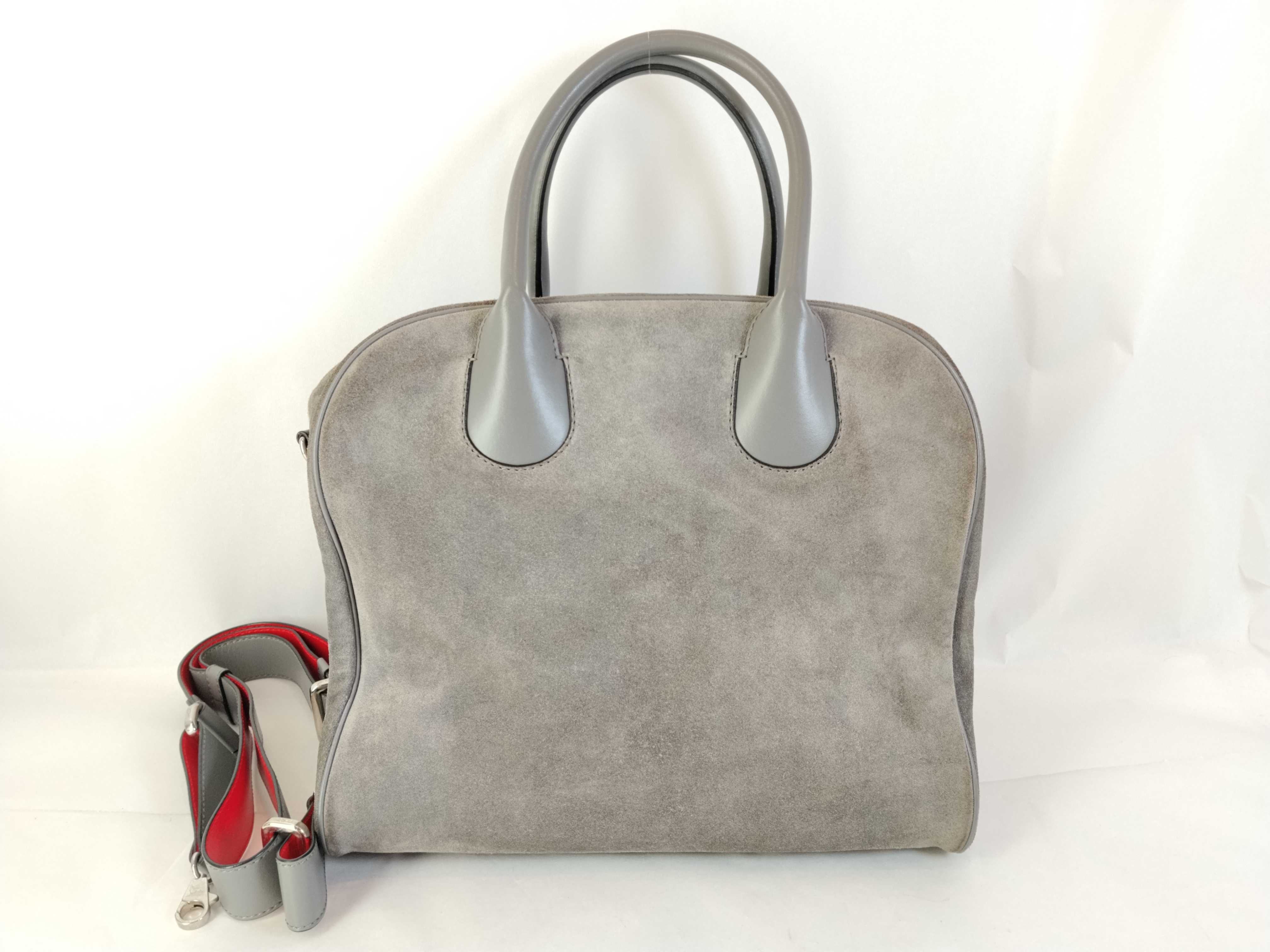 2-way Shoulder Bag Boston Suede Gray Handbag