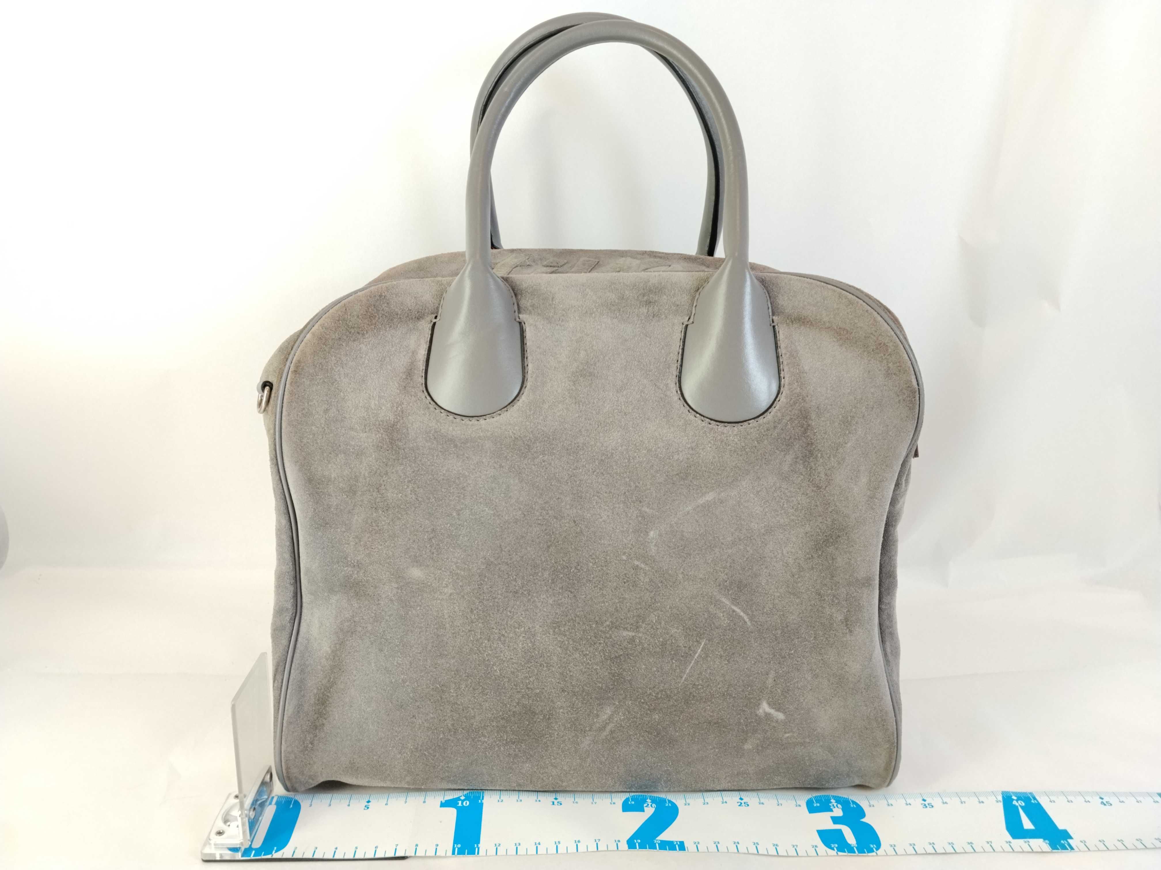 2-way Shoulder Bag Boston Suede Gray Handbag — view 2