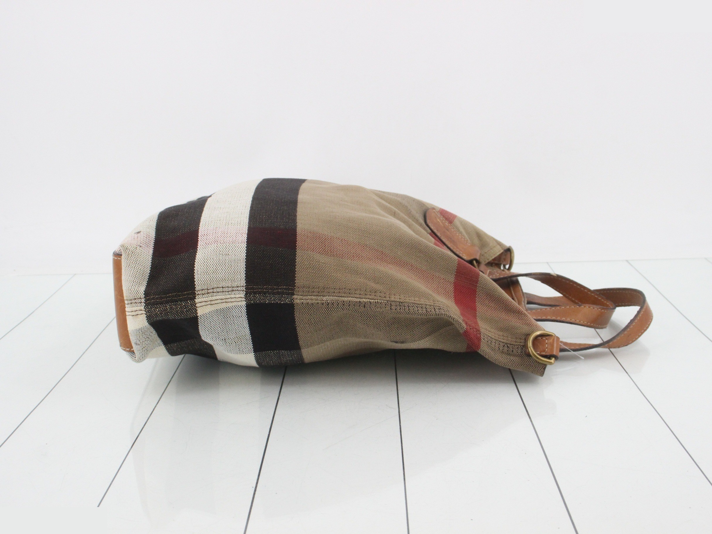 Canvas x Leather Check Pattern 2-Way Handbag — view 3