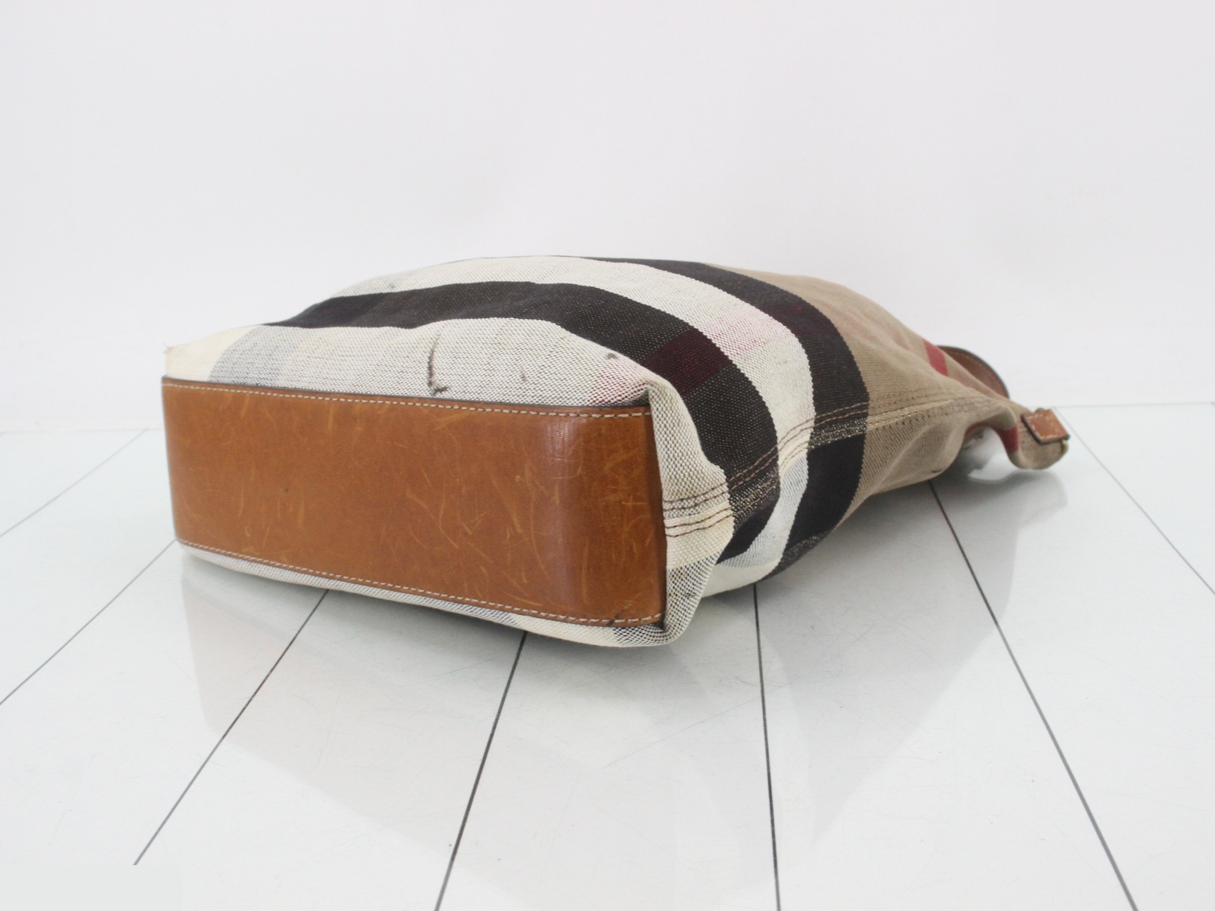 Canvas x Leather Check Pattern 2-Way Handbag — view 6