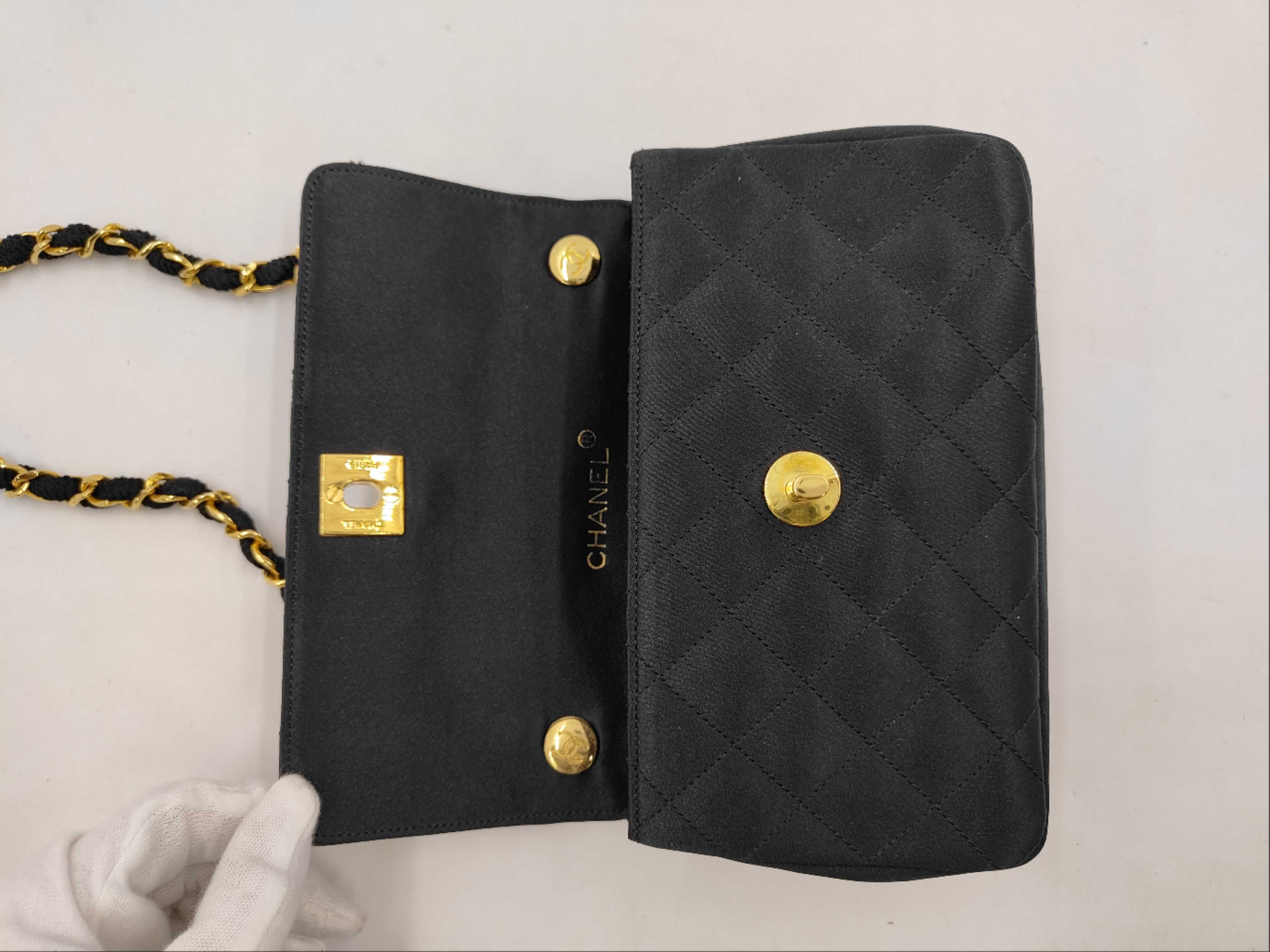 Mini Matelassé Chain Shoulder Bag with Turnlock Closure, Black Shoulder Bag — view 7