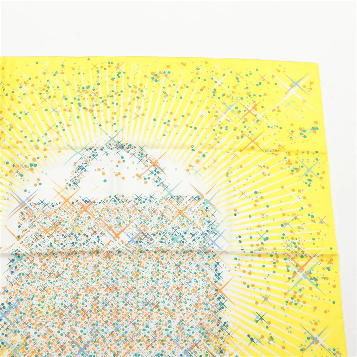 Carre 90 Magic Kelly scarf, silk, yellow. Shows signs of wear, — view 3
