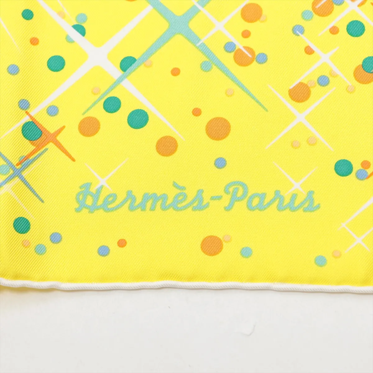 Carre 90 Magic Kelly scarf, silk, yellow. Shows signs of wear, — view 6