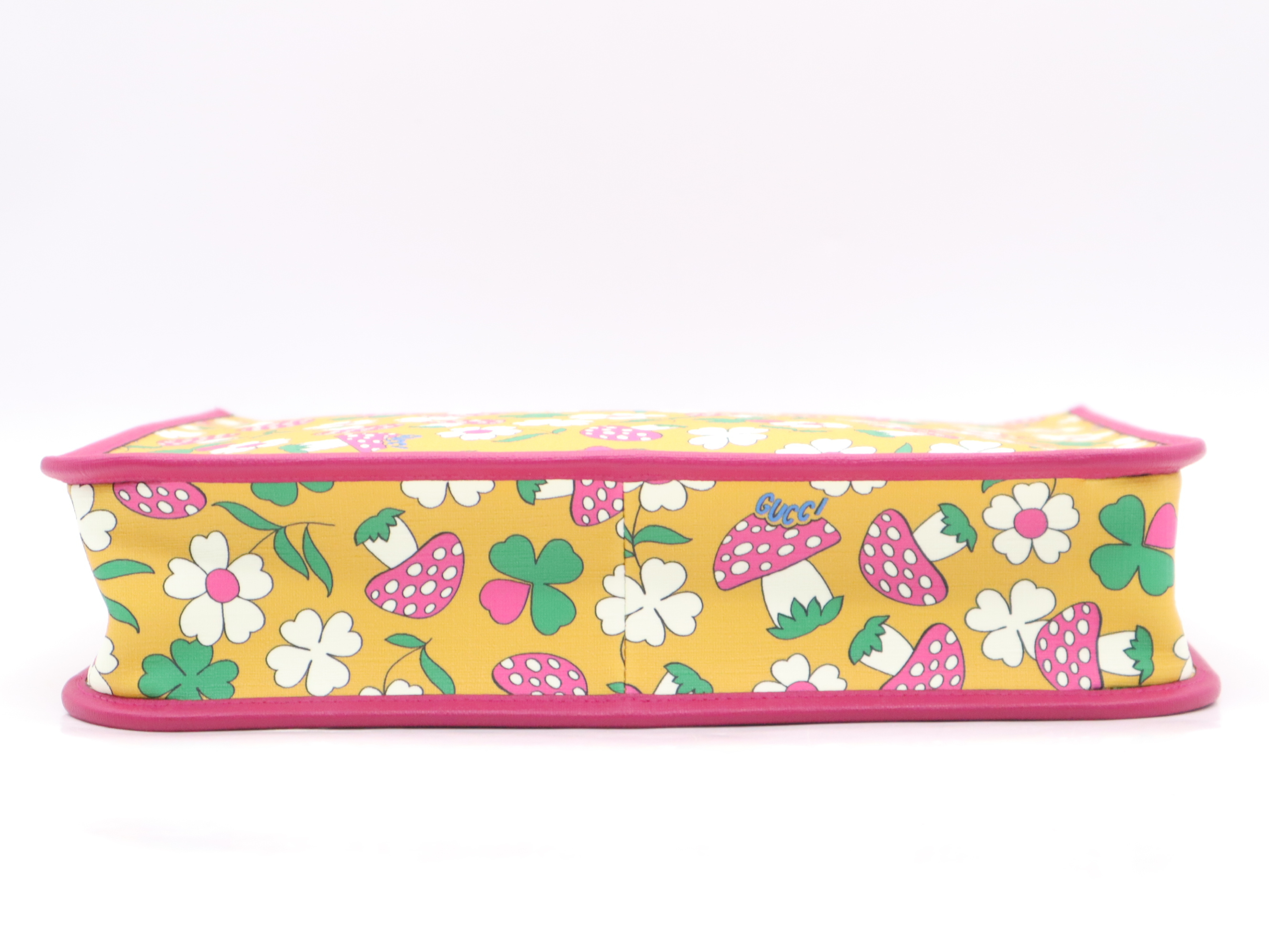 550763 PVC x Leather Children's Handbag, Pink/Yellow Floral/Mushroom Pattern, Tote Bag Included — view 4