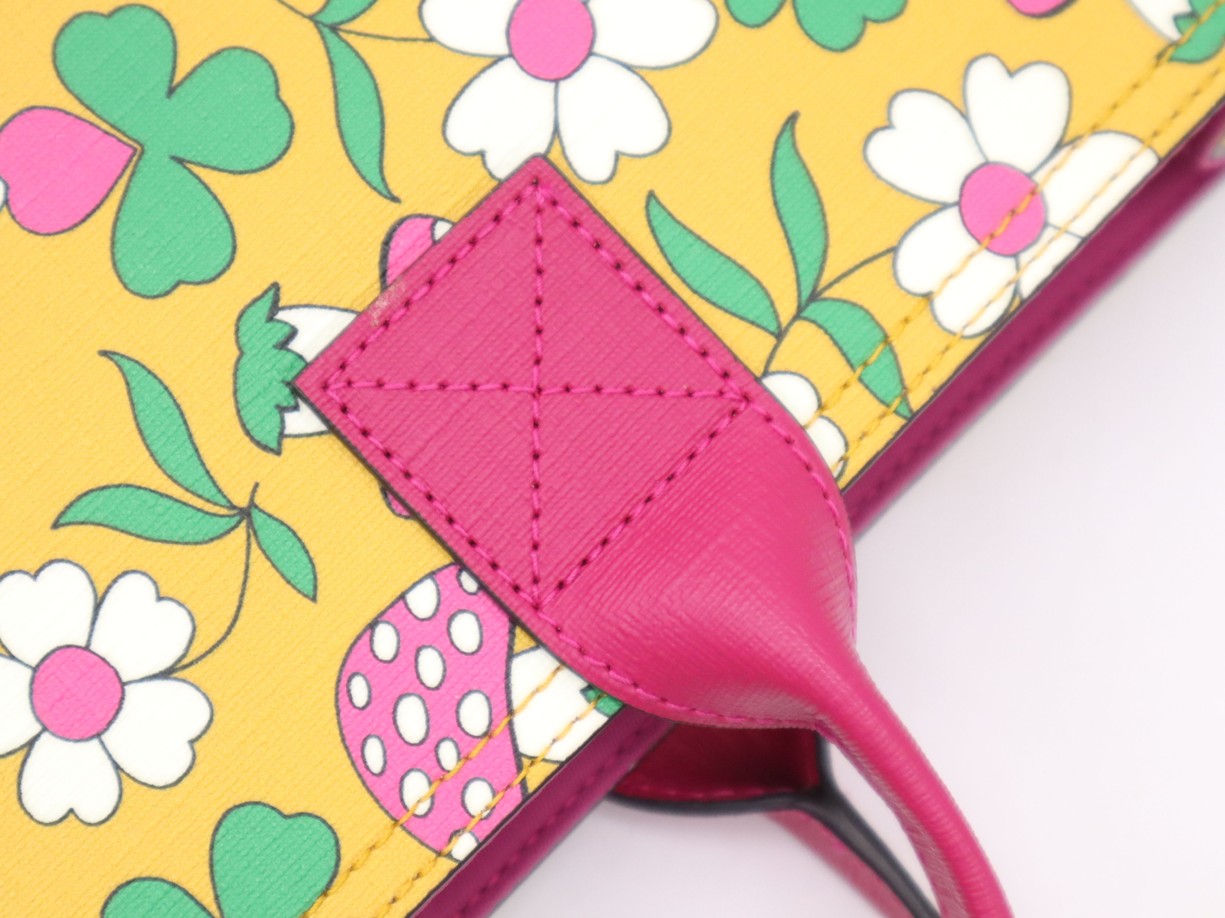 550763 PVC x Leather Children's Handbag, Pink/Yellow Floral/Mushroom Pattern, Tote Bag Included — view 8