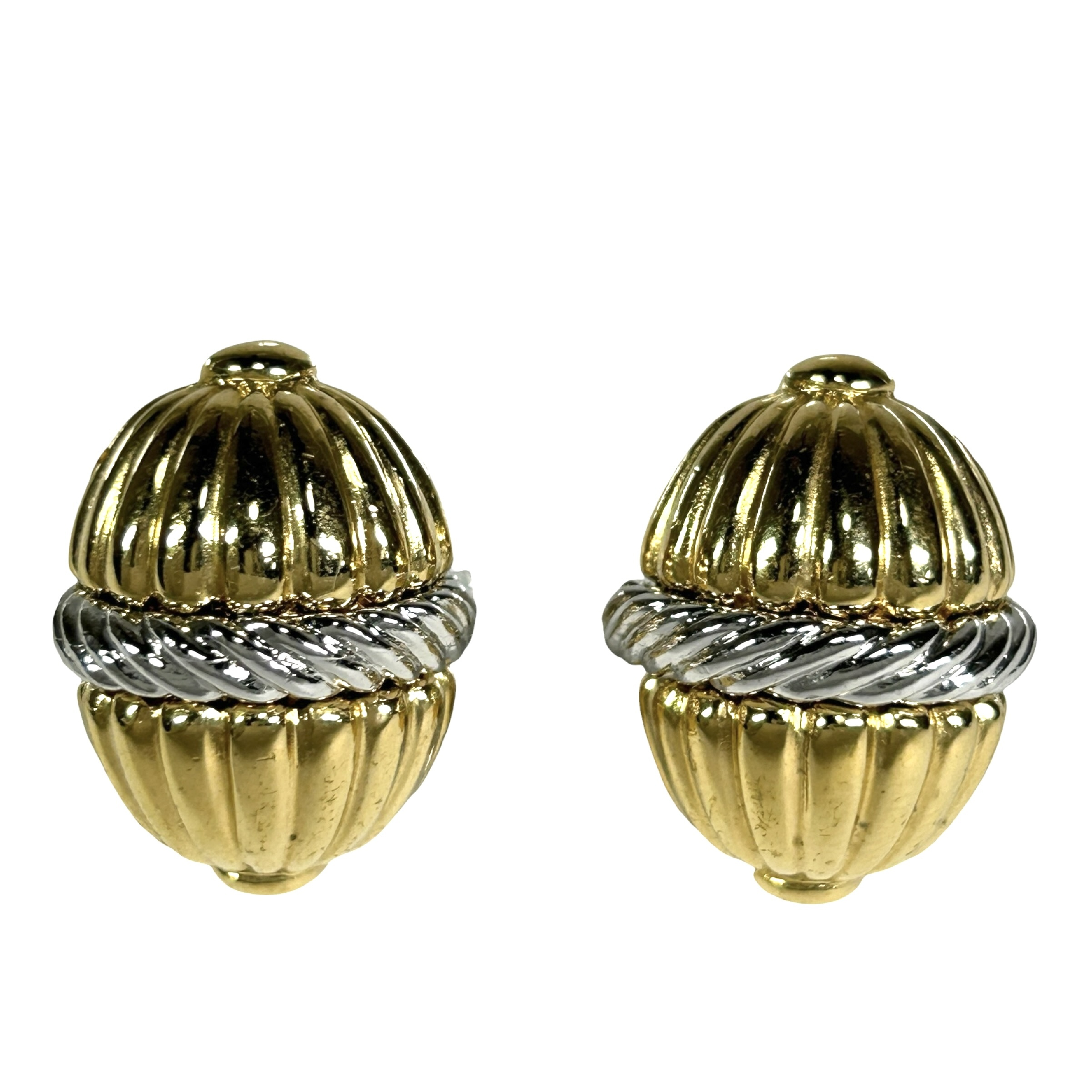Vintage Shell Earrings, Gold Tone, 2cm Wide, Metal Material