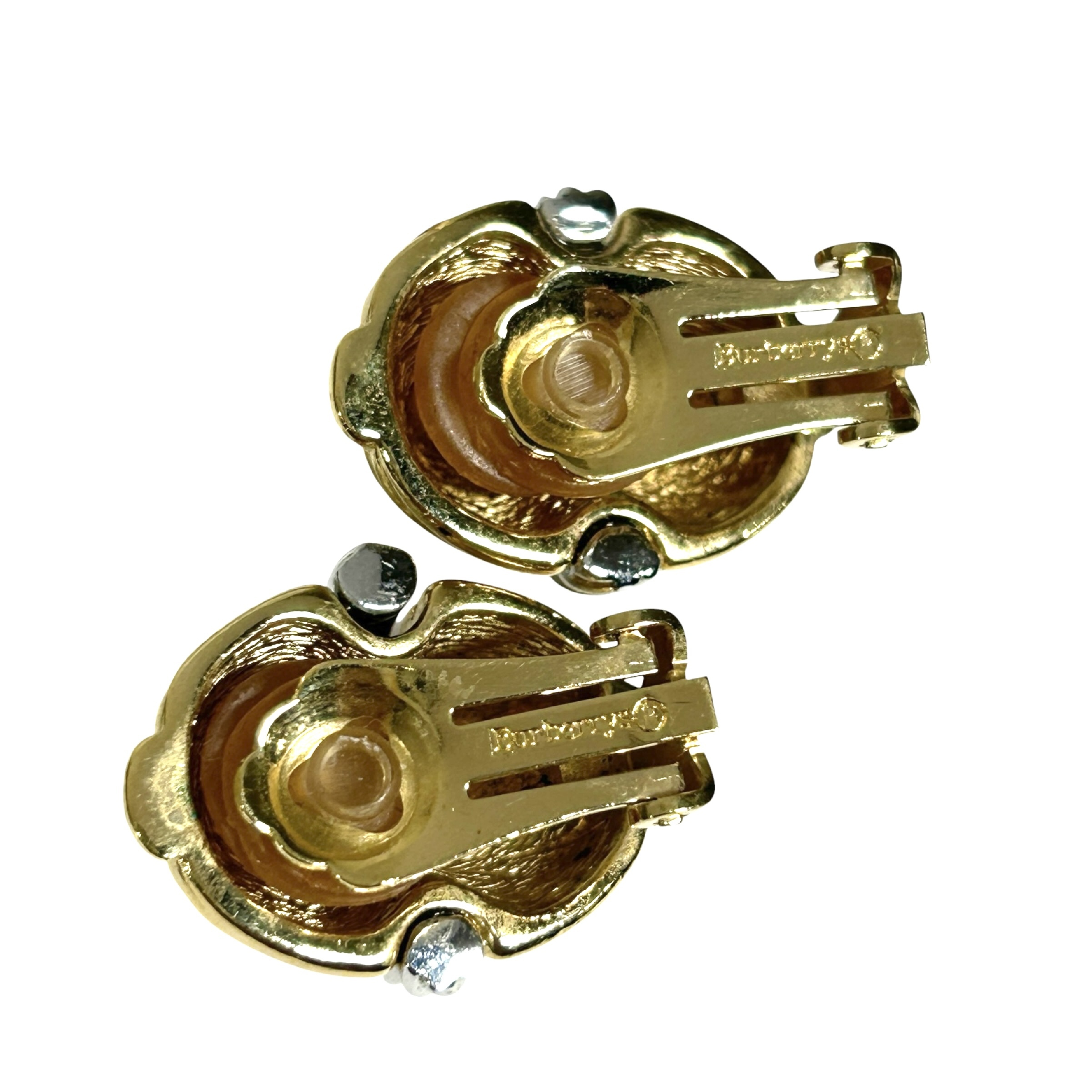 Vintage Shell Earrings, Gold Tone, 2cm Wide, Metal Material — view 5