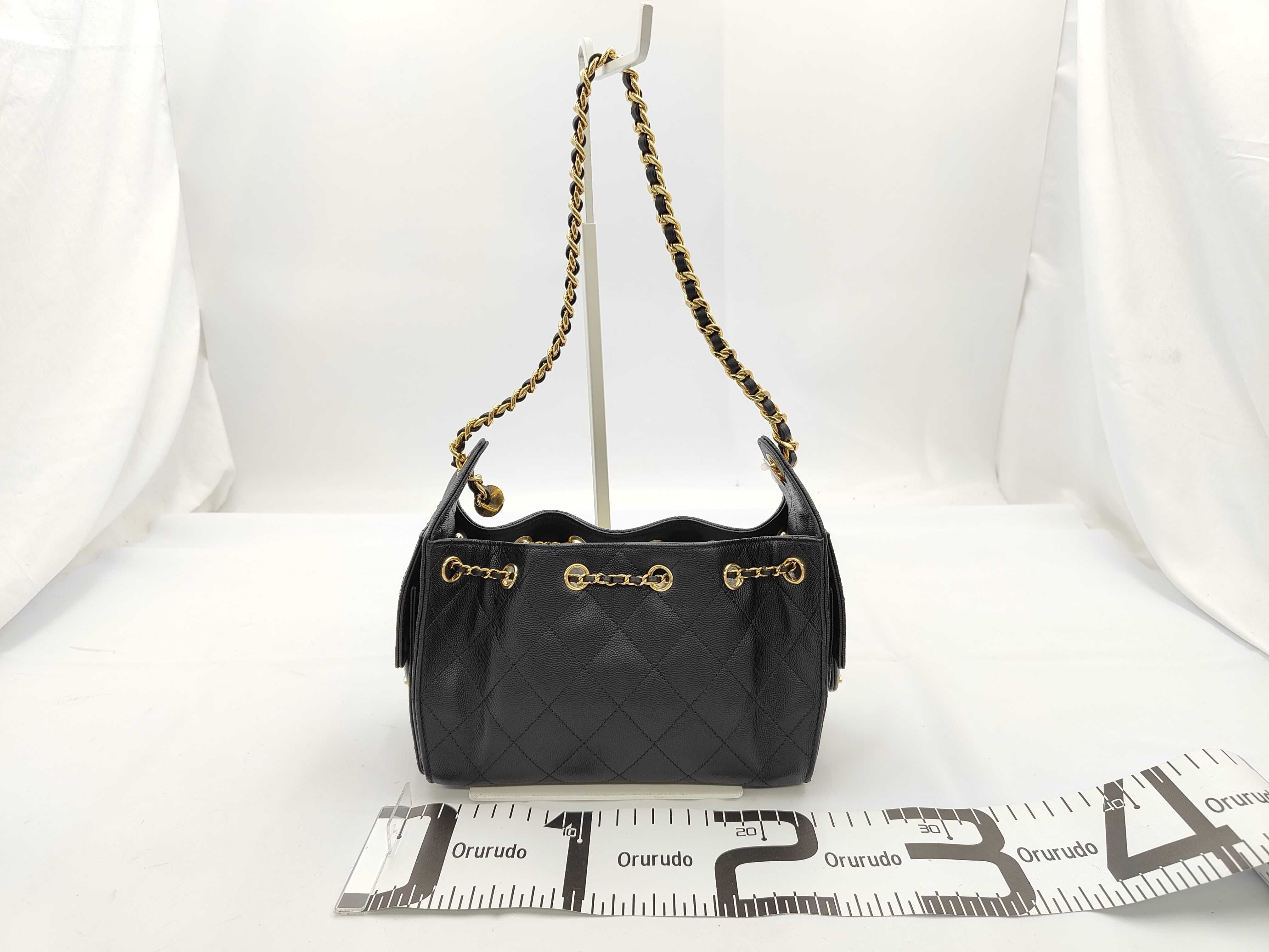 Mini Handbag CHANEL25 Matelassé Caviar Skin Black Gold Hardware AS5631 Shoulder Bag — view 2