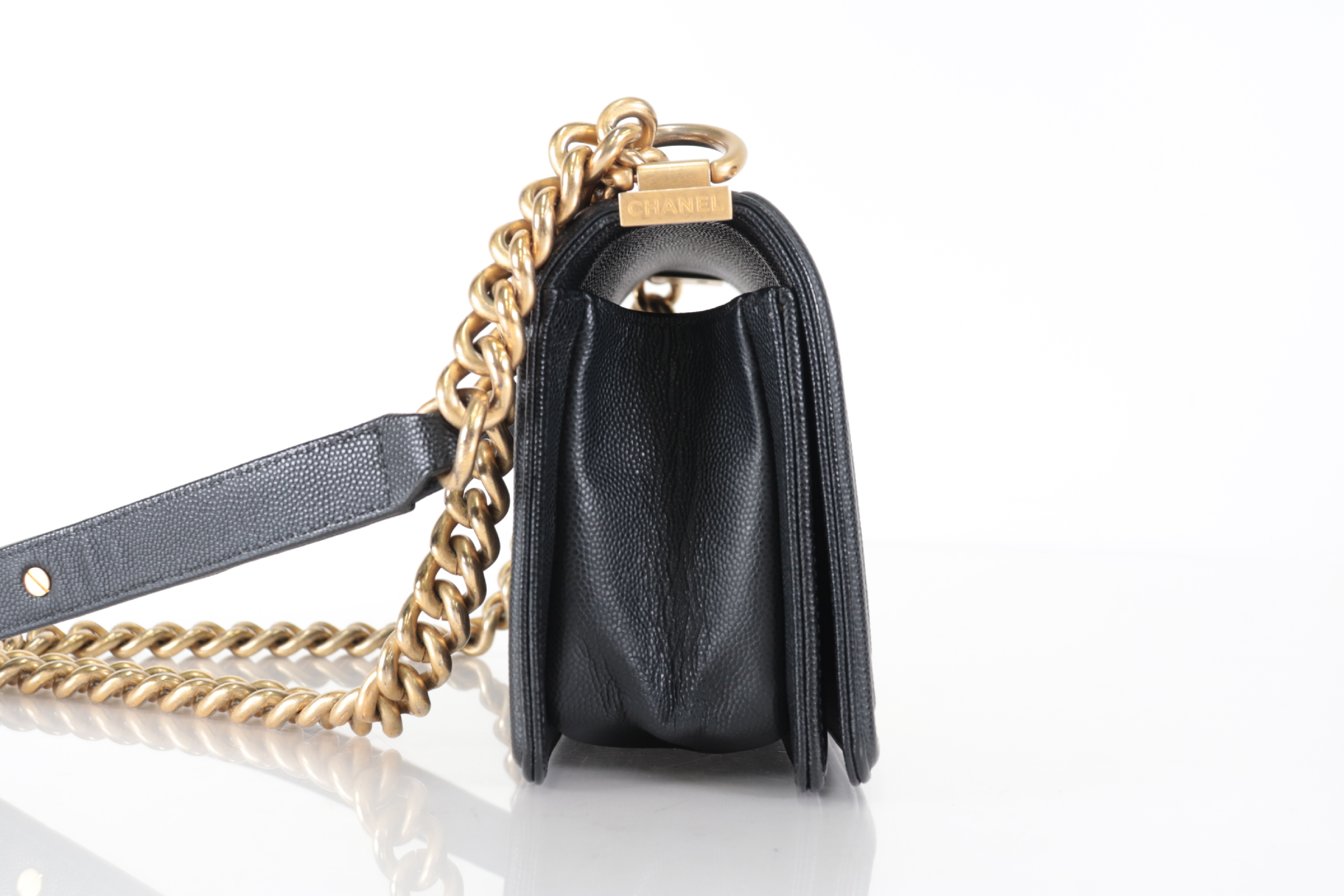 Boy Chanel Caviar Chain Shoulder Bag (Serial No. 25) — view 4