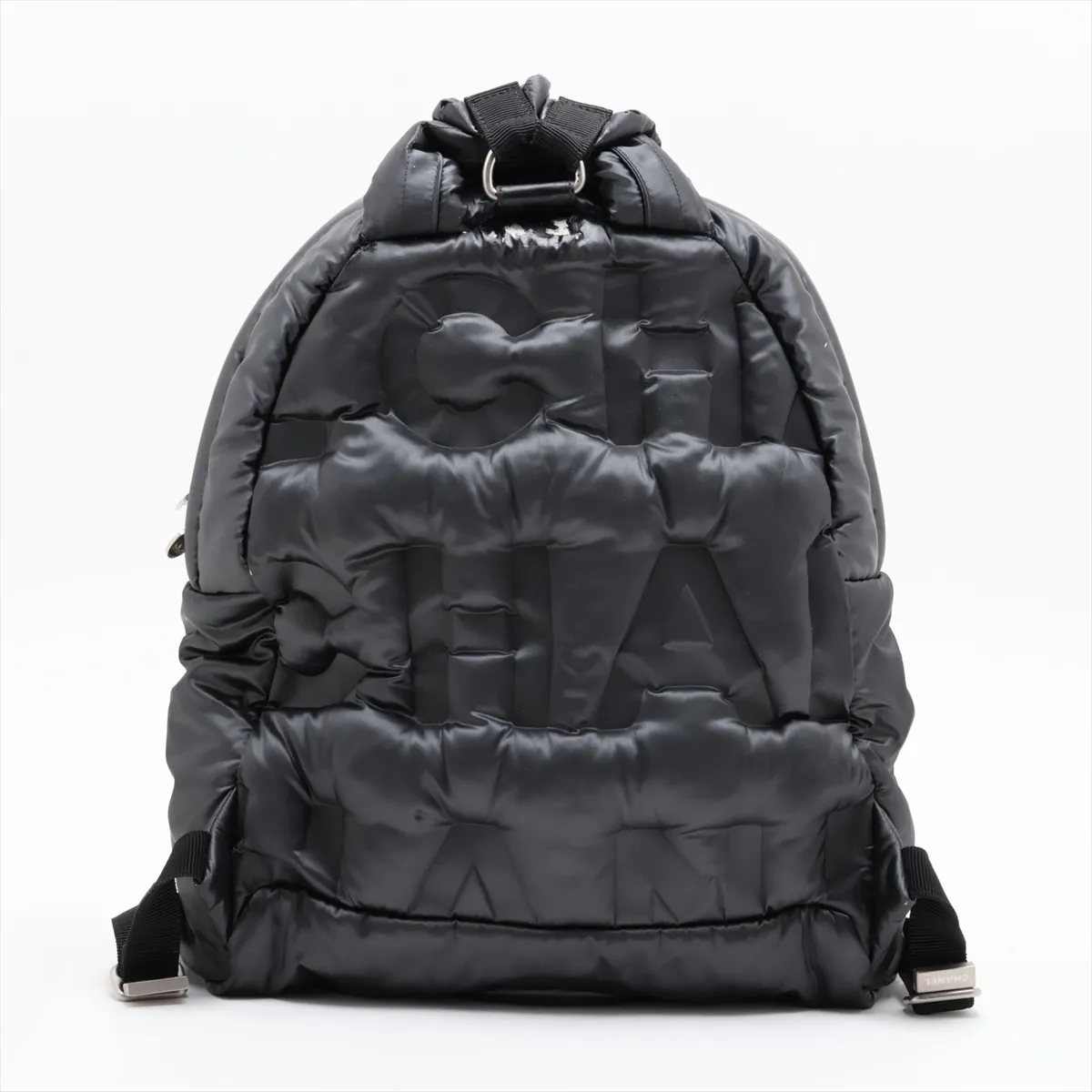 Doudoune embossed logo nylon backpack, black with silver hardware, item number 24885572 (serial number in the 24 range). — view 2