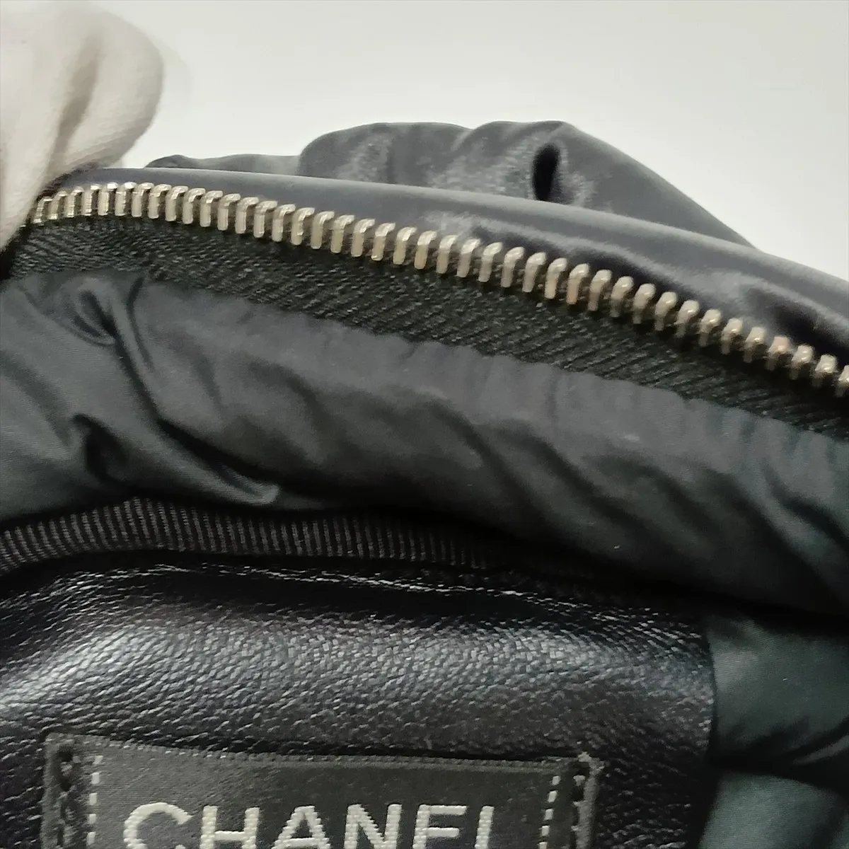 Doudoune embossed logo nylon backpack, black with silver hardware, item number 24885572 (serial number in the 24 range). — view 13
