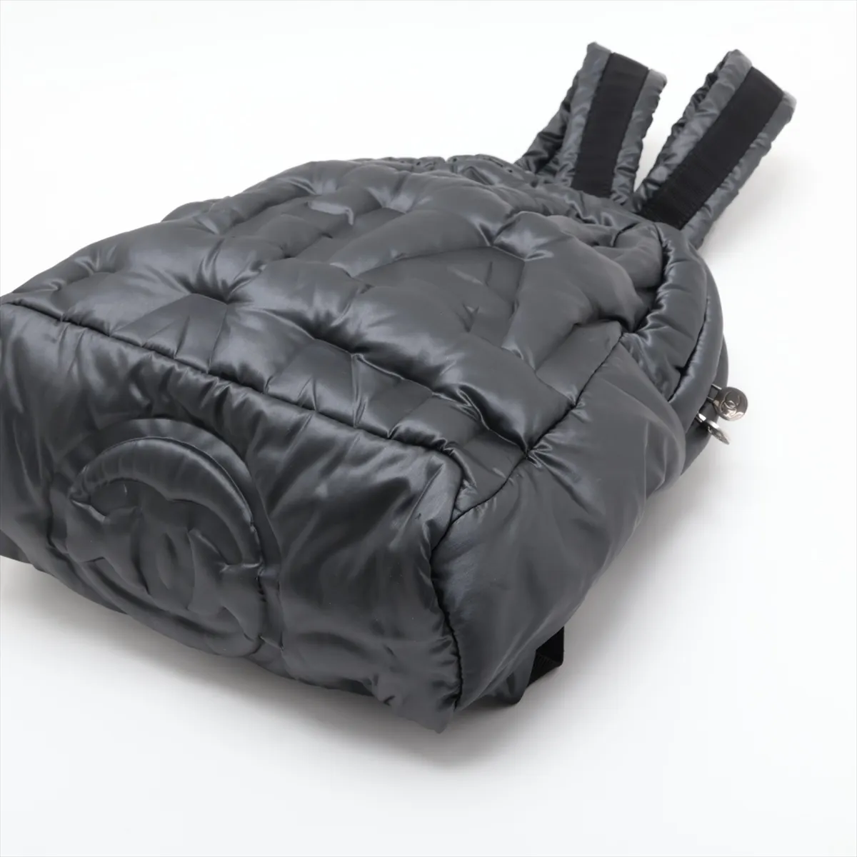 Doudoune embossed logo nylon backpack, black with silver hardware, item number 24885572 (serial number in the 24 range). — view 3