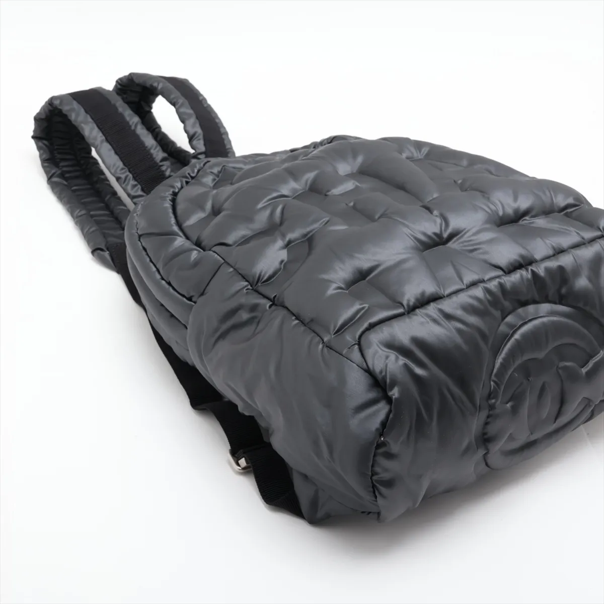 Doudoune embossed logo nylon backpack, black with silver hardware, item number 24885572 (serial number in the 24 range). — view 4