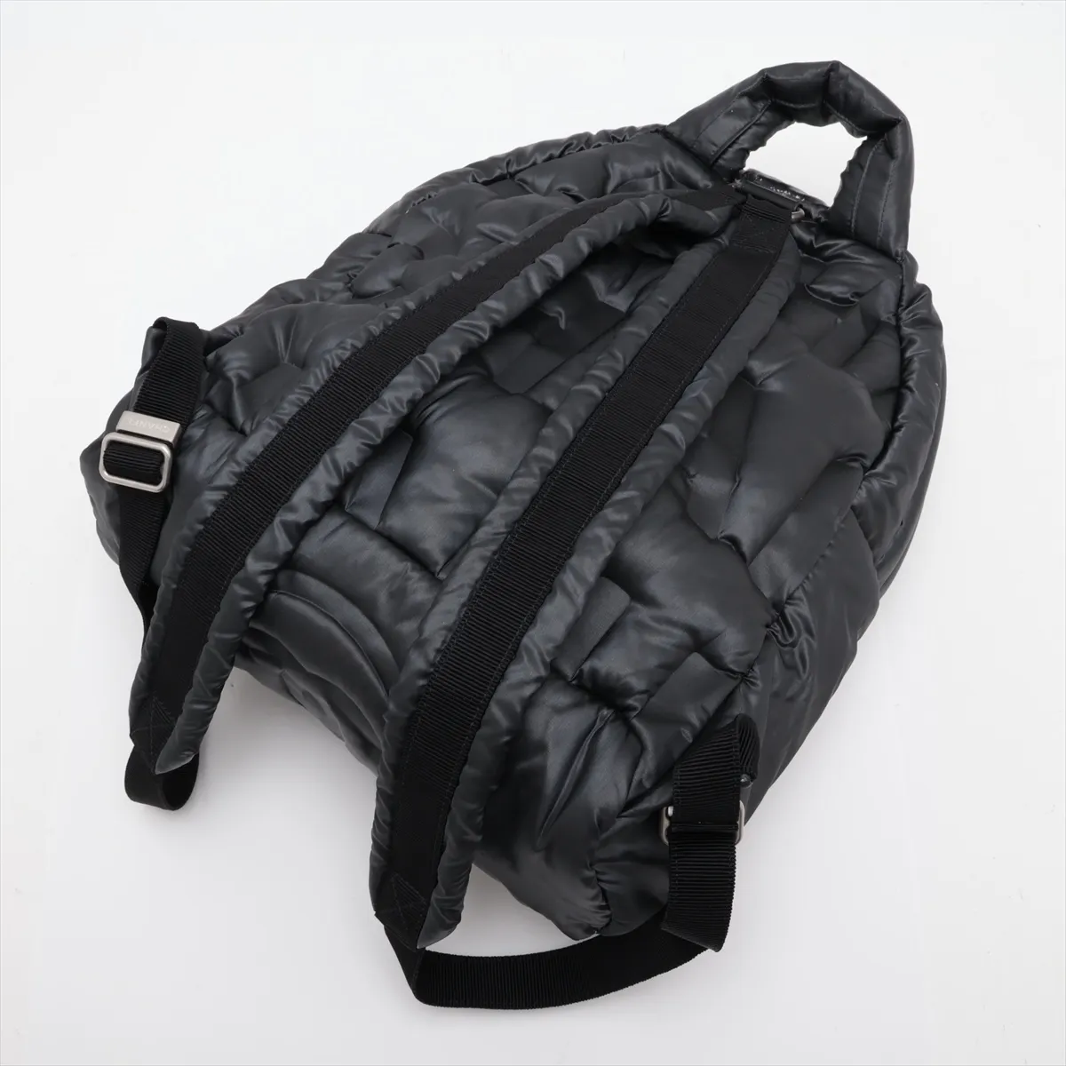 Doudoune embossed logo nylon backpack, black with silver hardware, item number 24885572 (serial number in the 24 range). — view 5