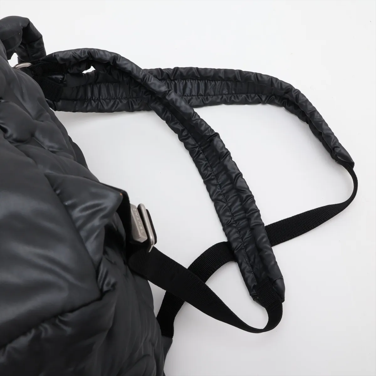 Doudoune embossed logo nylon backpack, black with silver hardware, item number 24885572 (serial number in the 24 range). — view 6