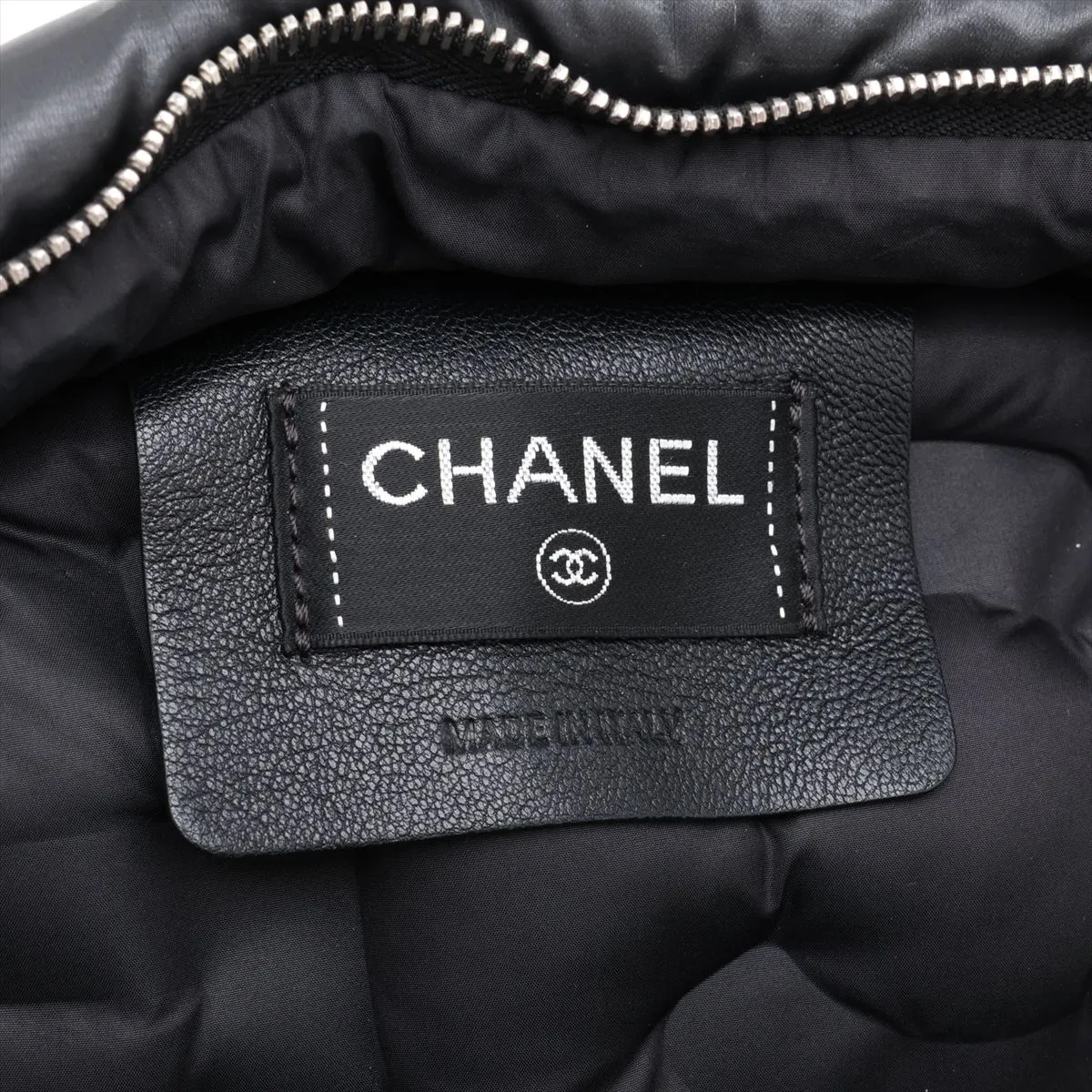 Doudoune embossed logo nylon backpack, black with silver hardware, item number 24885572 (serial number in the 24 range). — view 8