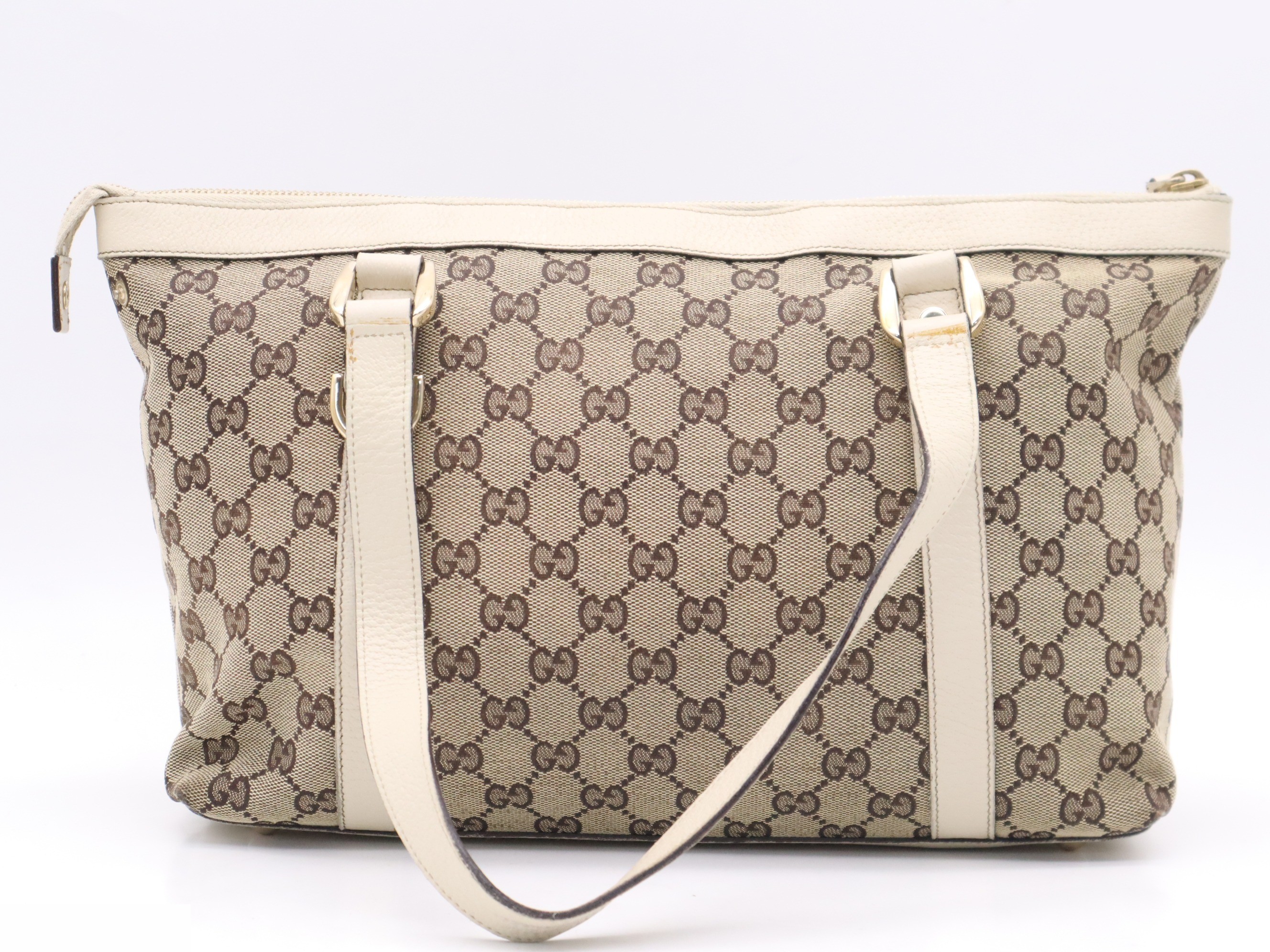 GG Canvas Abbey Tote Bag, Beige, Gold Hardware — view 2