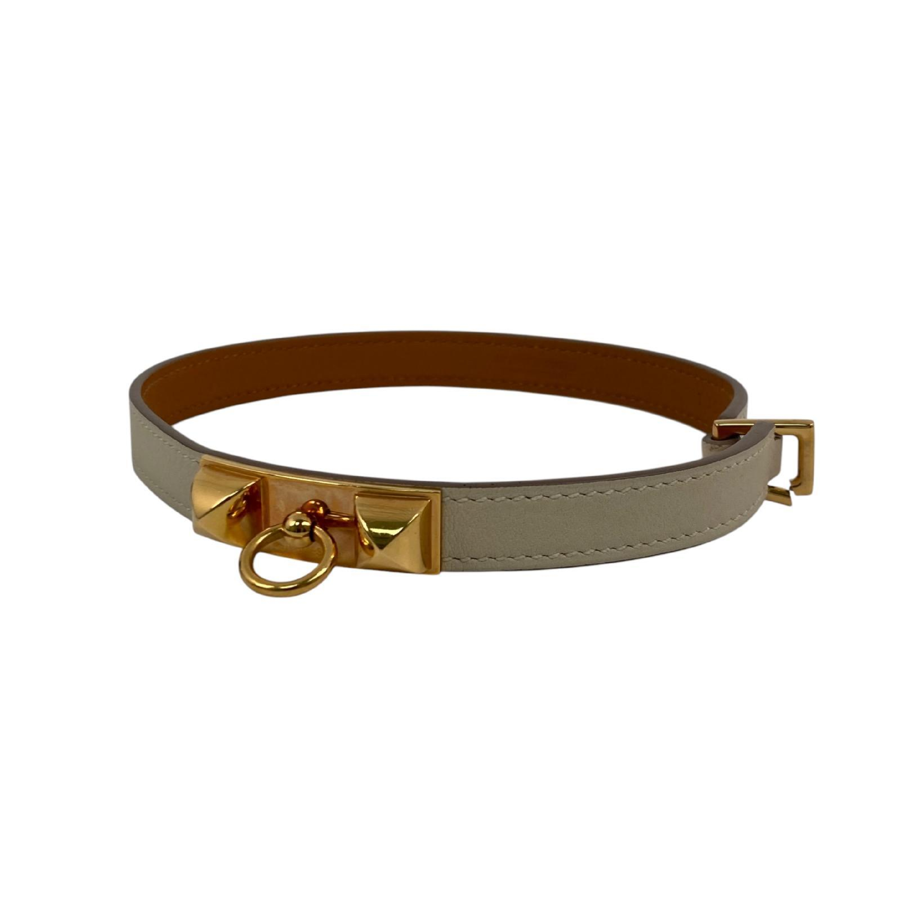 【*Shipped from: Hong Kong*】HERMES ( ) Beige Calfskin Rival Double Tour Bracelet Stamp T Bracelet/Bangle — view 14