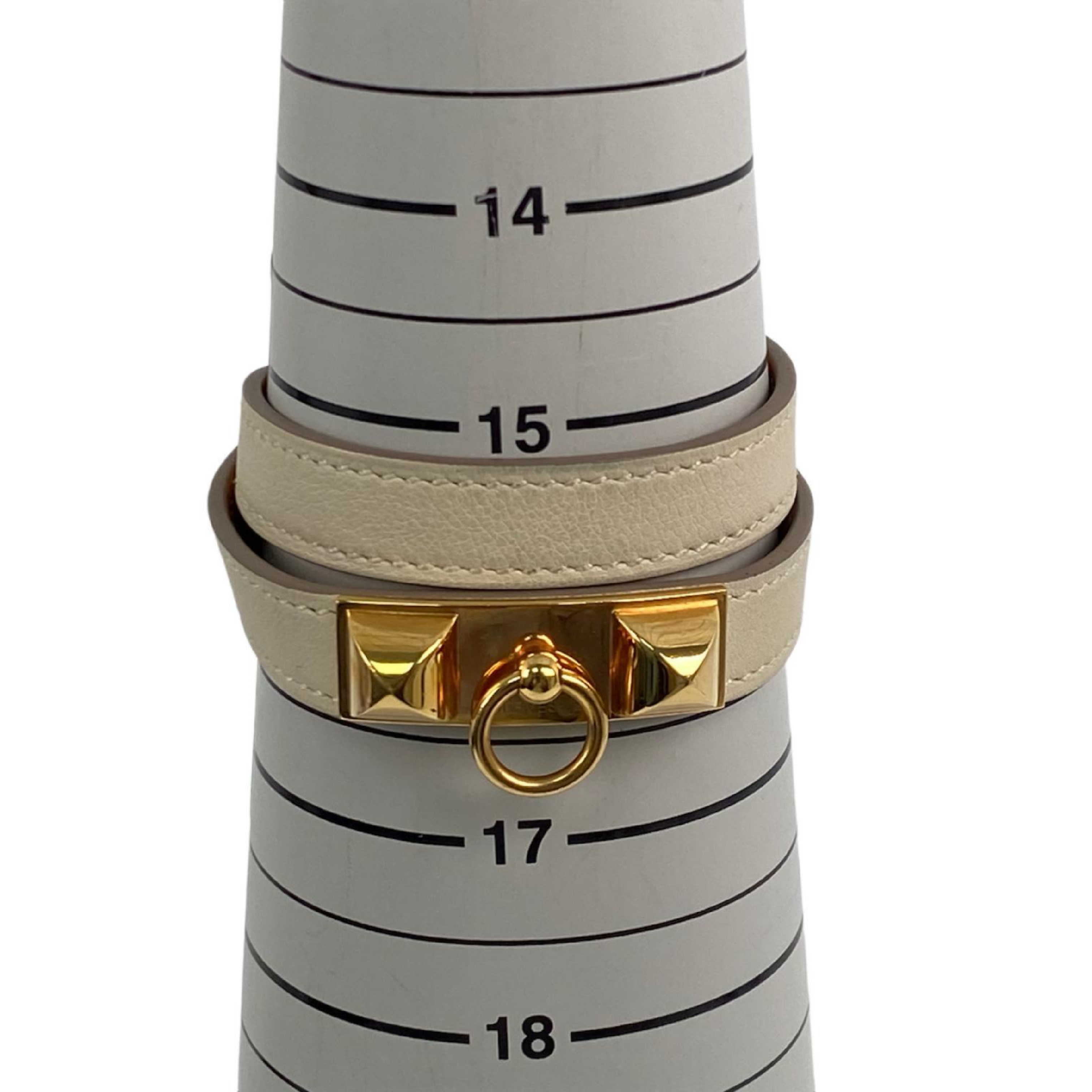 【*Shipped from: Hong Kong*】HERMES ( ) Beige Calfskin Rival Double Tour Bracelet Stamp T Bracelet/Bangle — view 15