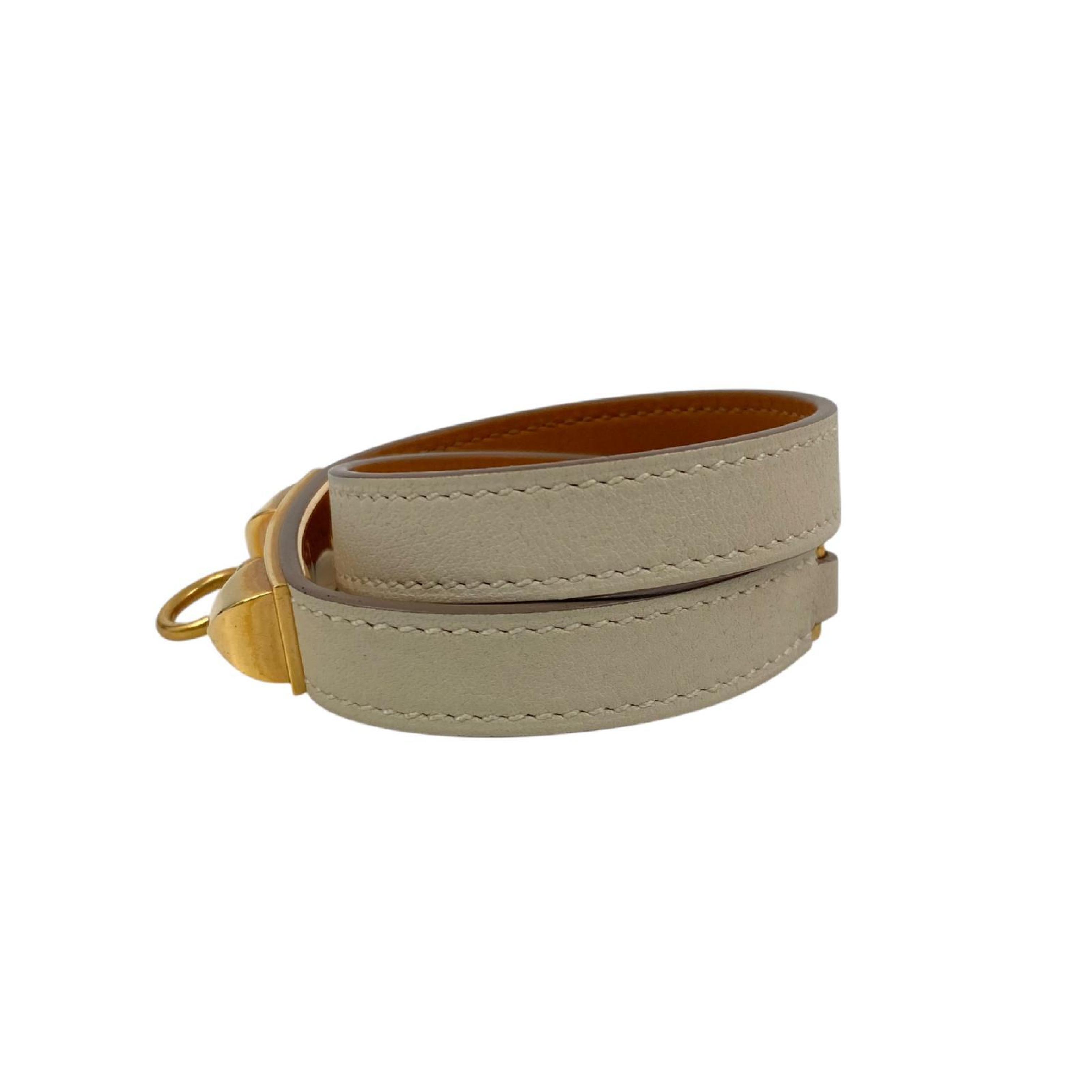 【*Shipped from: Hong Kong*】HERMES ( ) Beige Calfskin Rival Double Tour Bracelet Stamp T Bracelet/Bangle — view 3