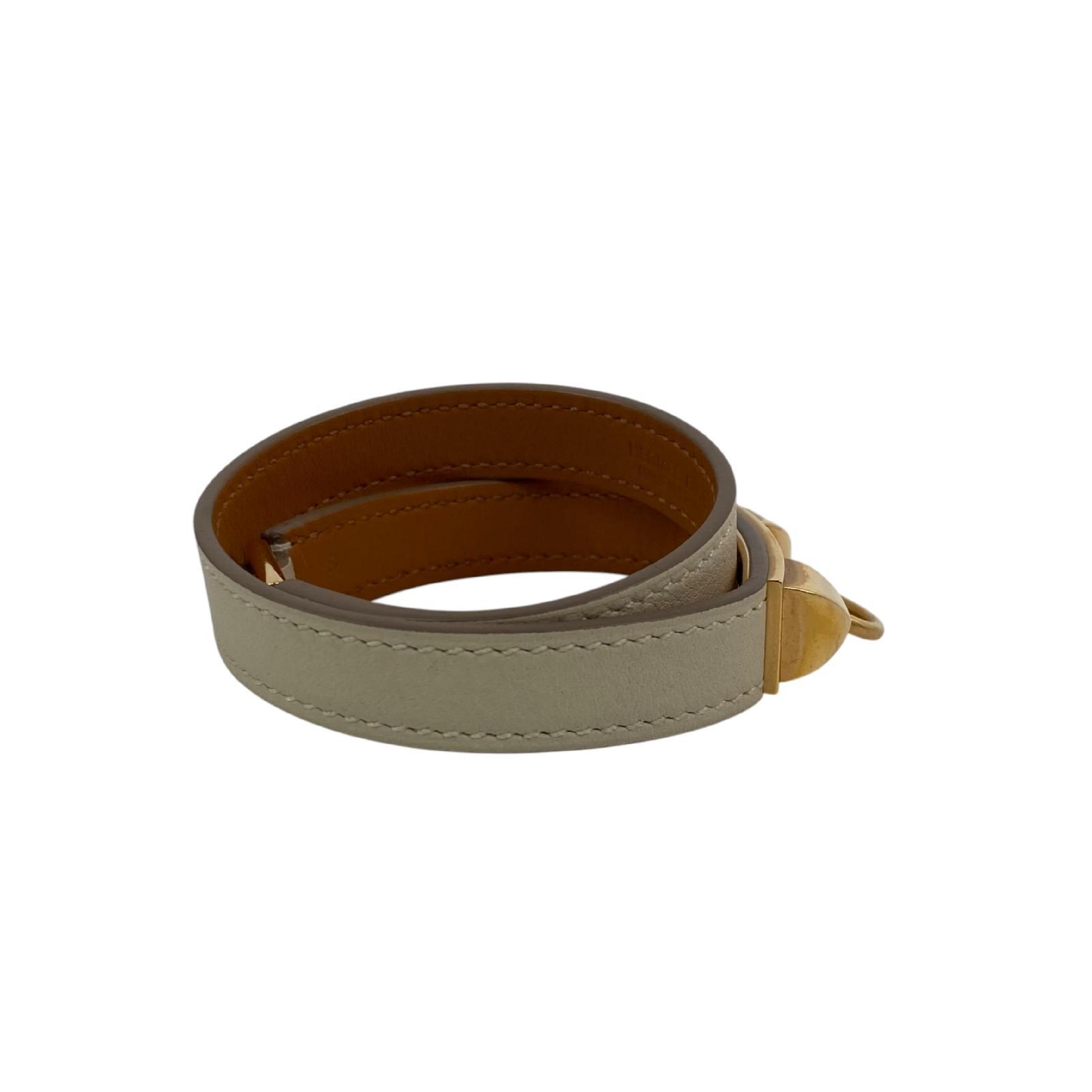 【*Shipped from: Hong Kong*】HERMES ( ) Beige Calfskin Rival Double Tour Bracelet Stamp T Bracelet/Bangle — view 4