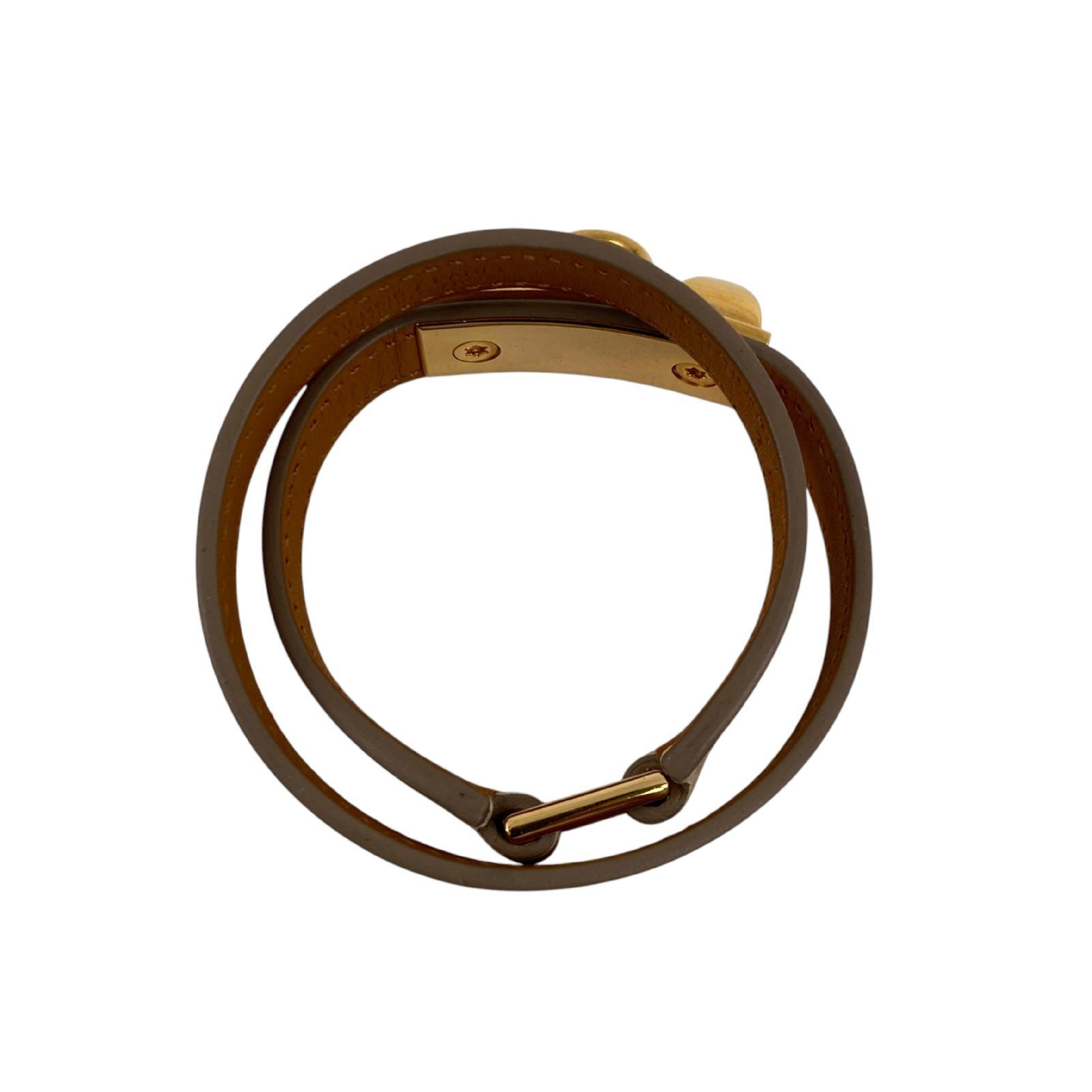 【*Shipped from: Hong Kong*】HERMES ( ) Beige Calfskin Rival Double Tour Bracelet Stamp T Bracelet/Bangle — view 5