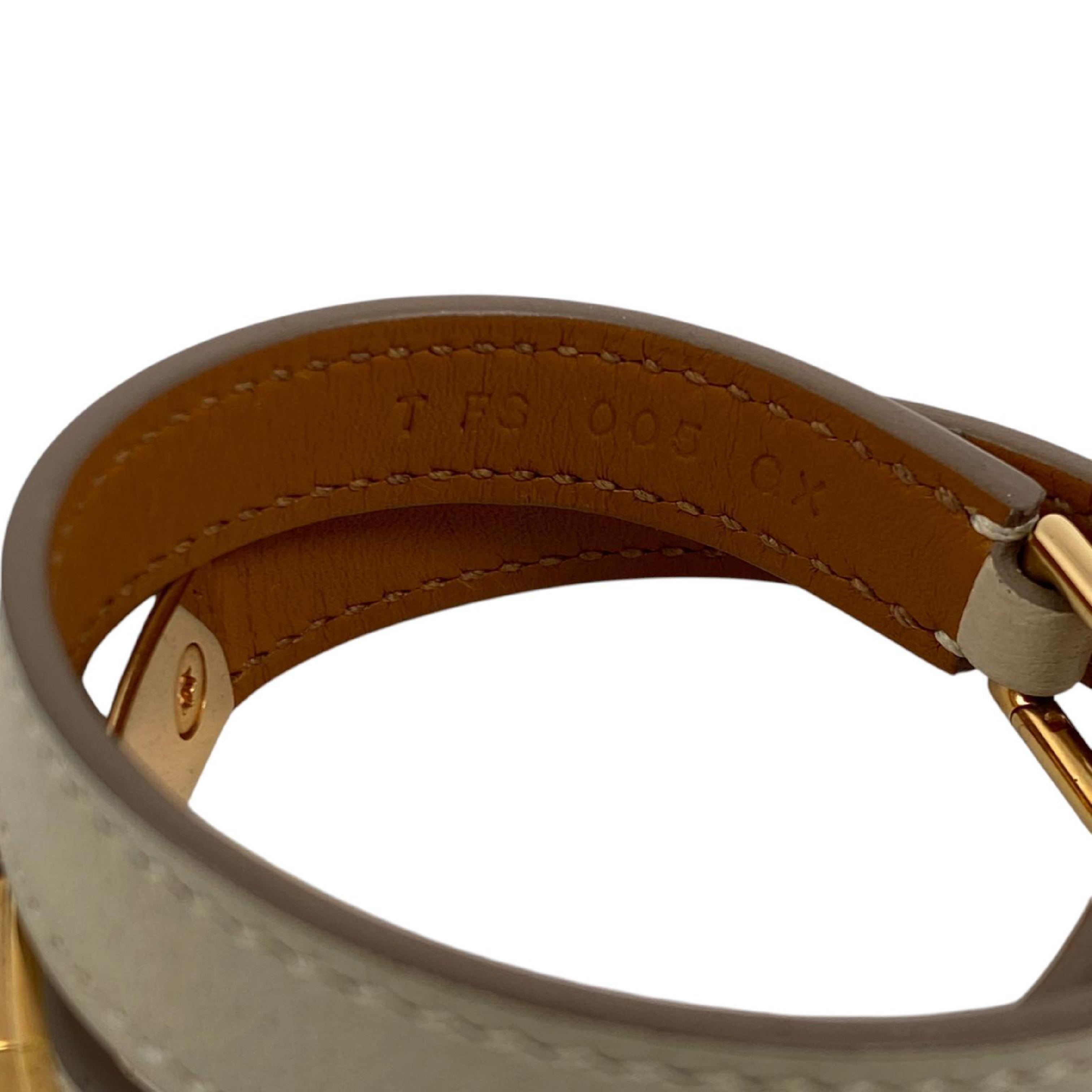 【*Shipped from: Hong Kong*】HERMES ( ) Beige Calfskin Rival Double Tour Bracelet Stamp T Bracelet/Bangle — view 6