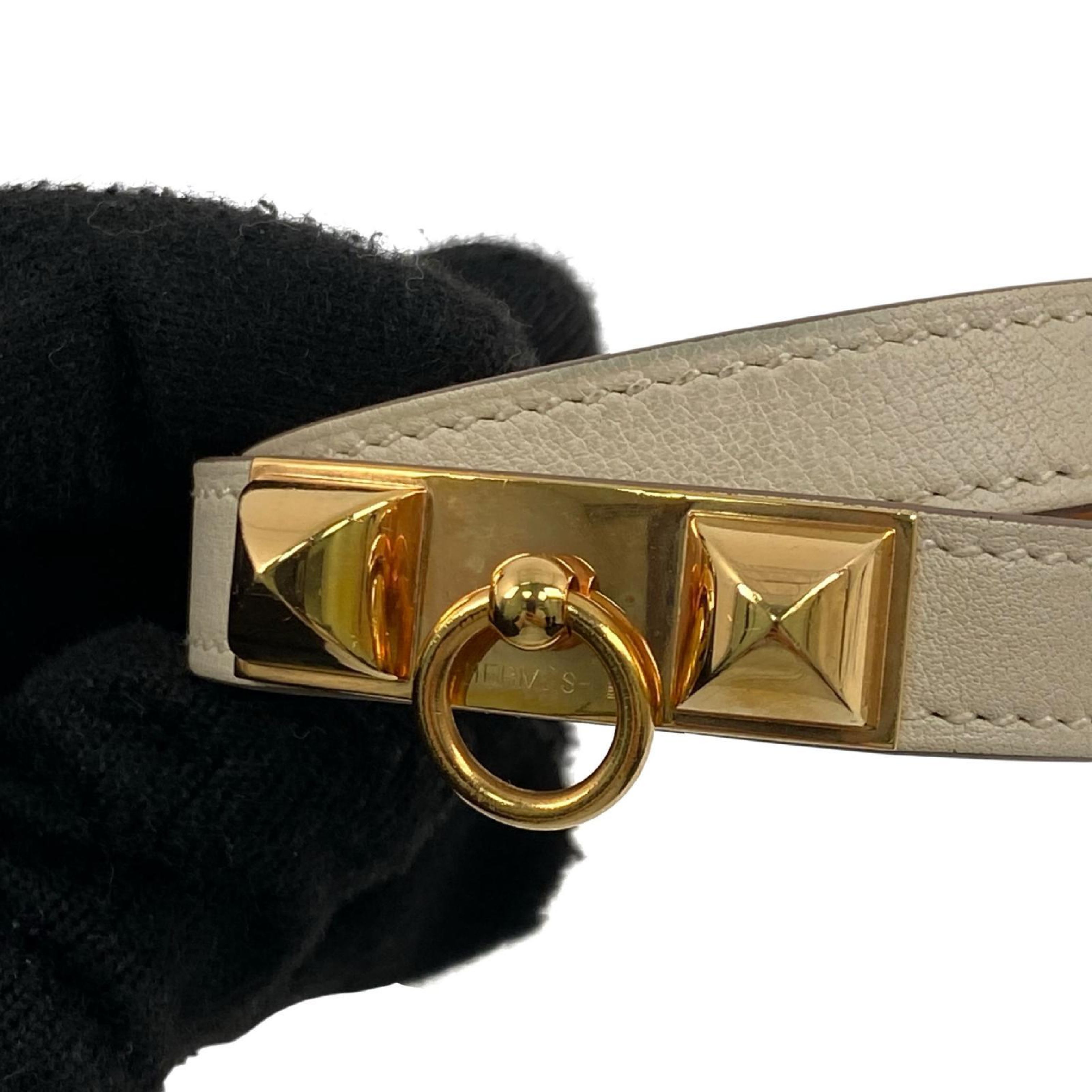 【*Shipped from: Hong Kong*】HERMES ( ) Beige Calfskin Rival Double Tour Bracelet Stamp T Bracelet/Bangle — view 7