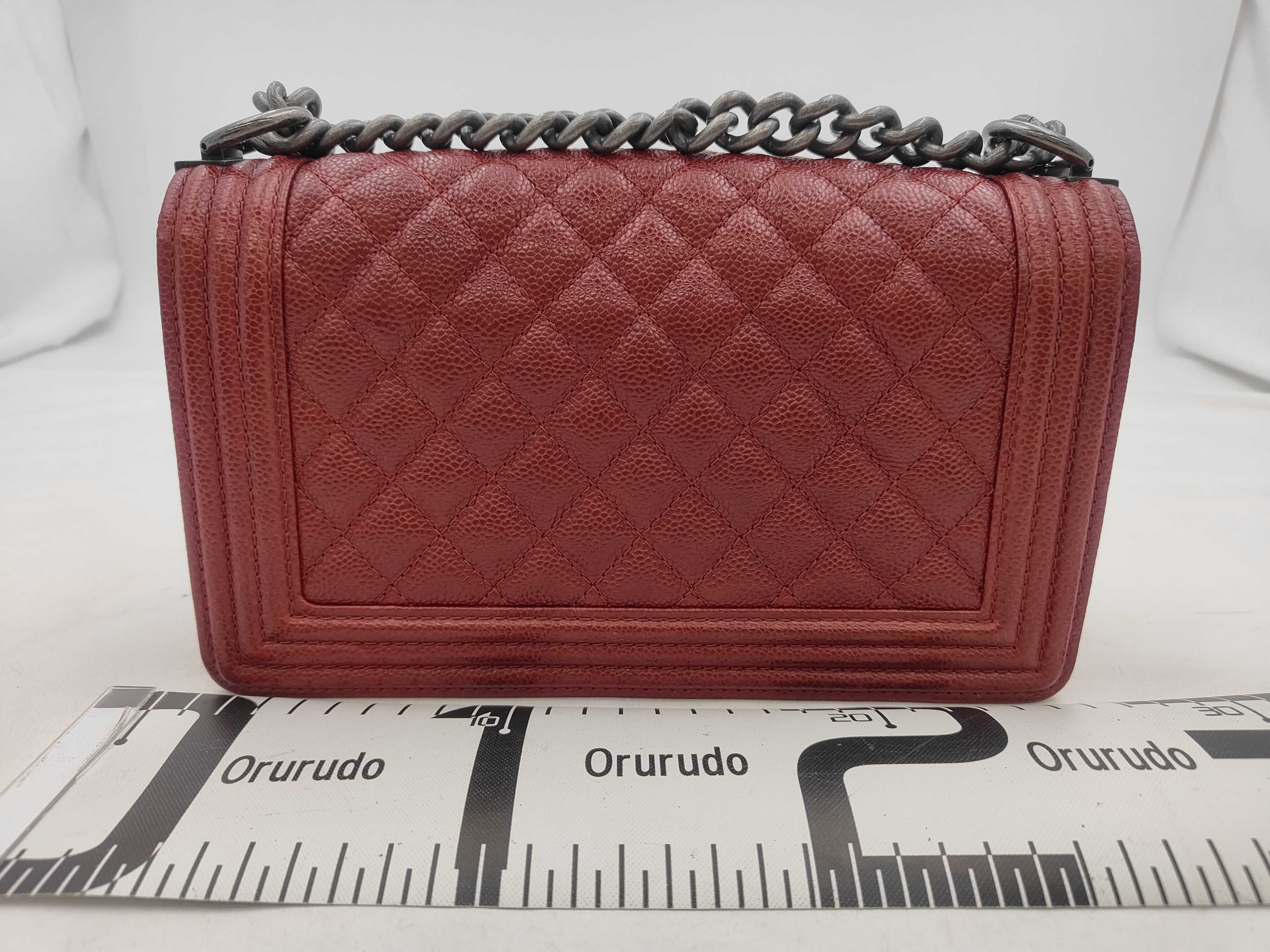 Boy Chanel Chain Shoulder Bag, Caviar Leather, Red — view 2