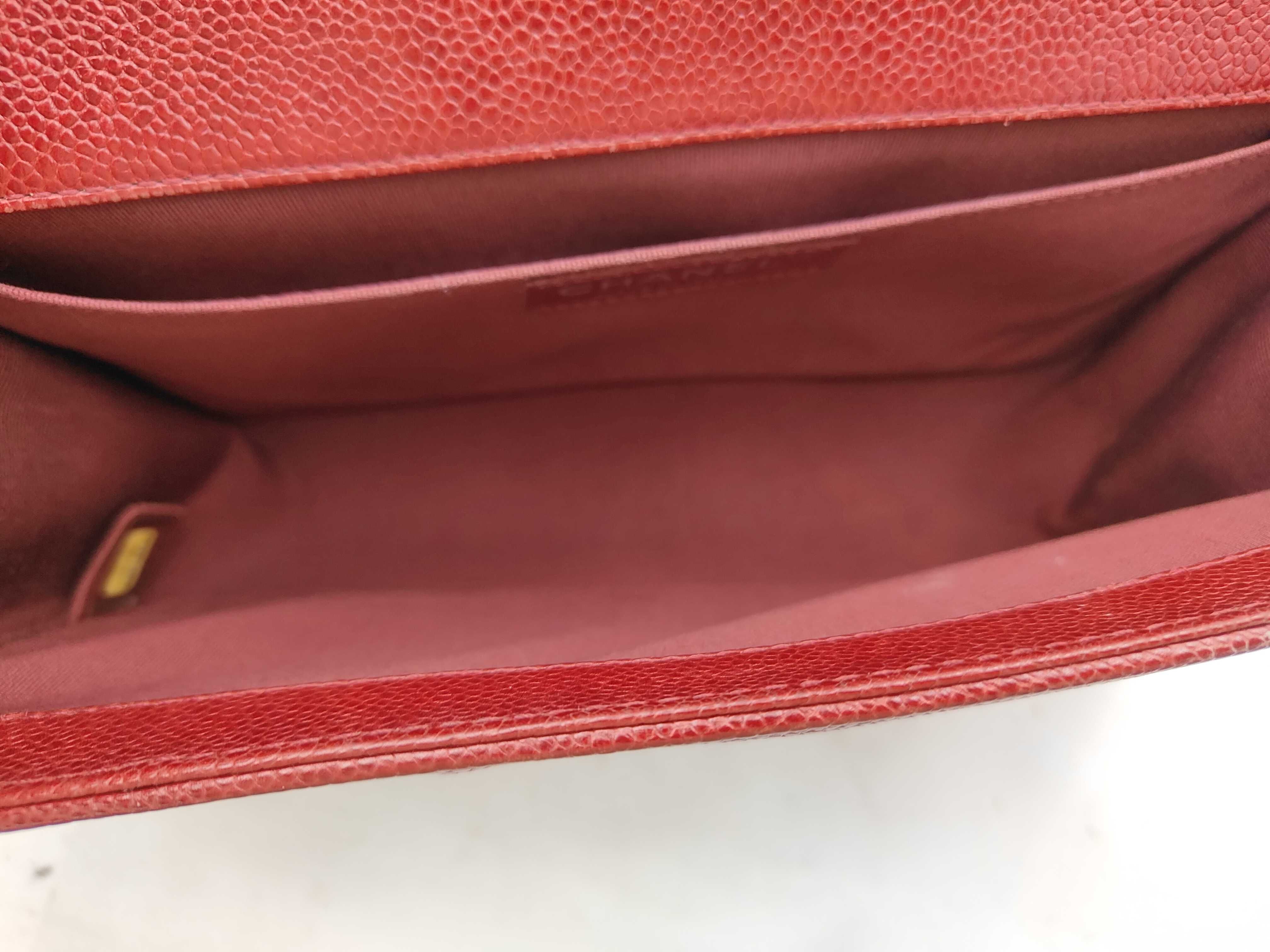 Boy Chanel Chain Shoulder Bag, Caviar Leather, Red — view 8