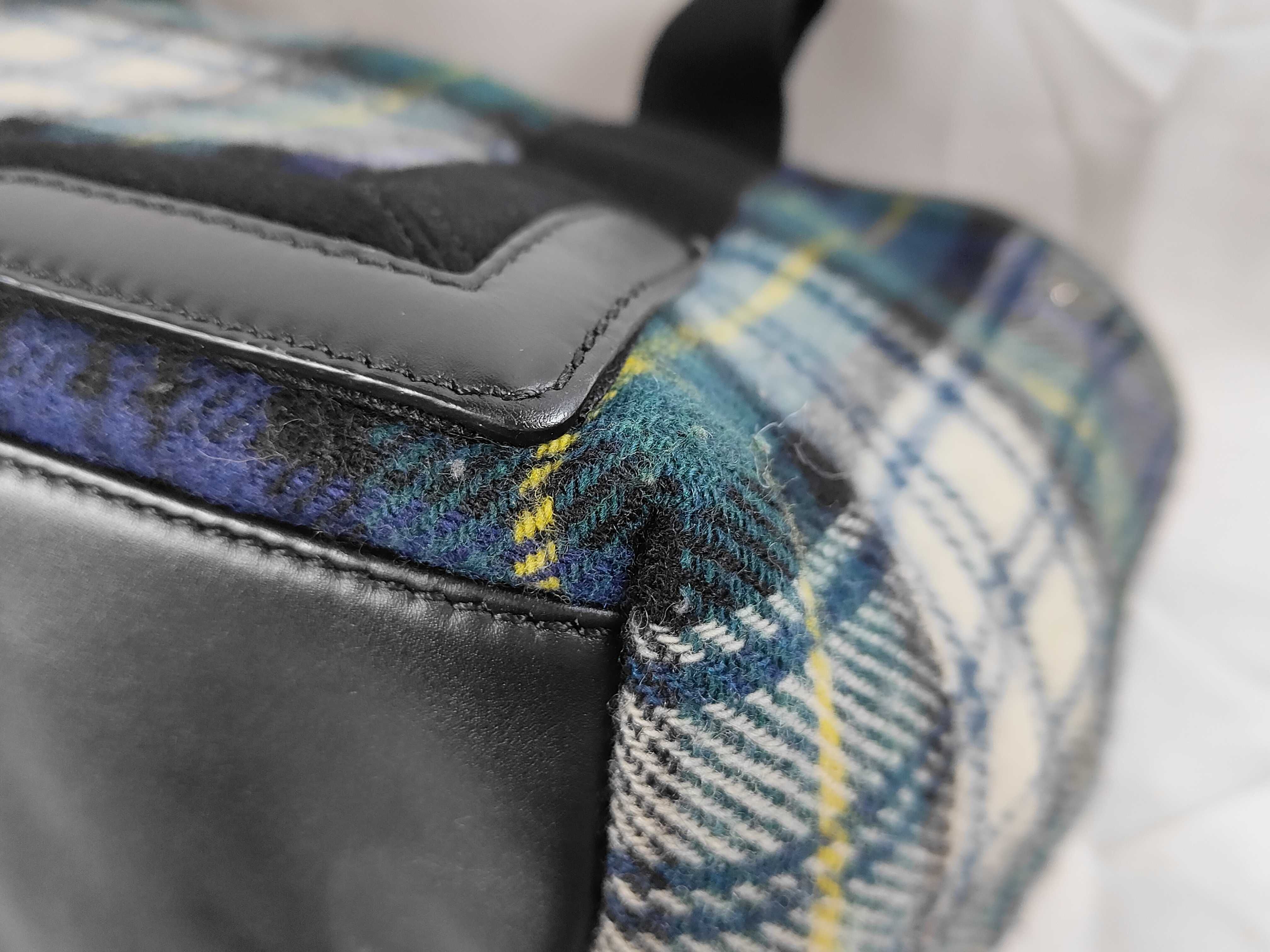 Tartan Check Navy Cabas Tote Bag — view 6