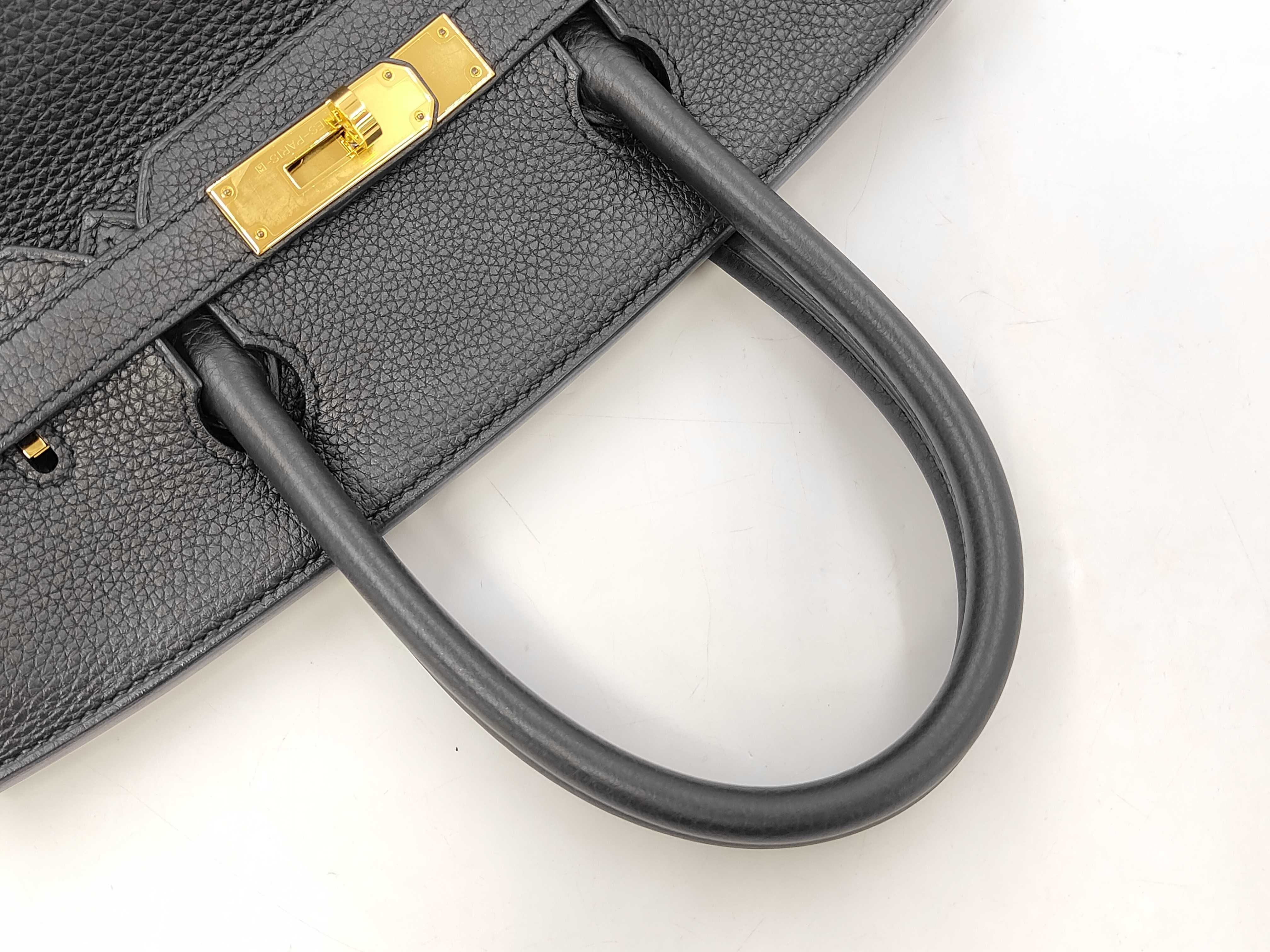 Birkin 30 Togo Leather Handbag, Black with Gold Hardware, B Stamp — view 5