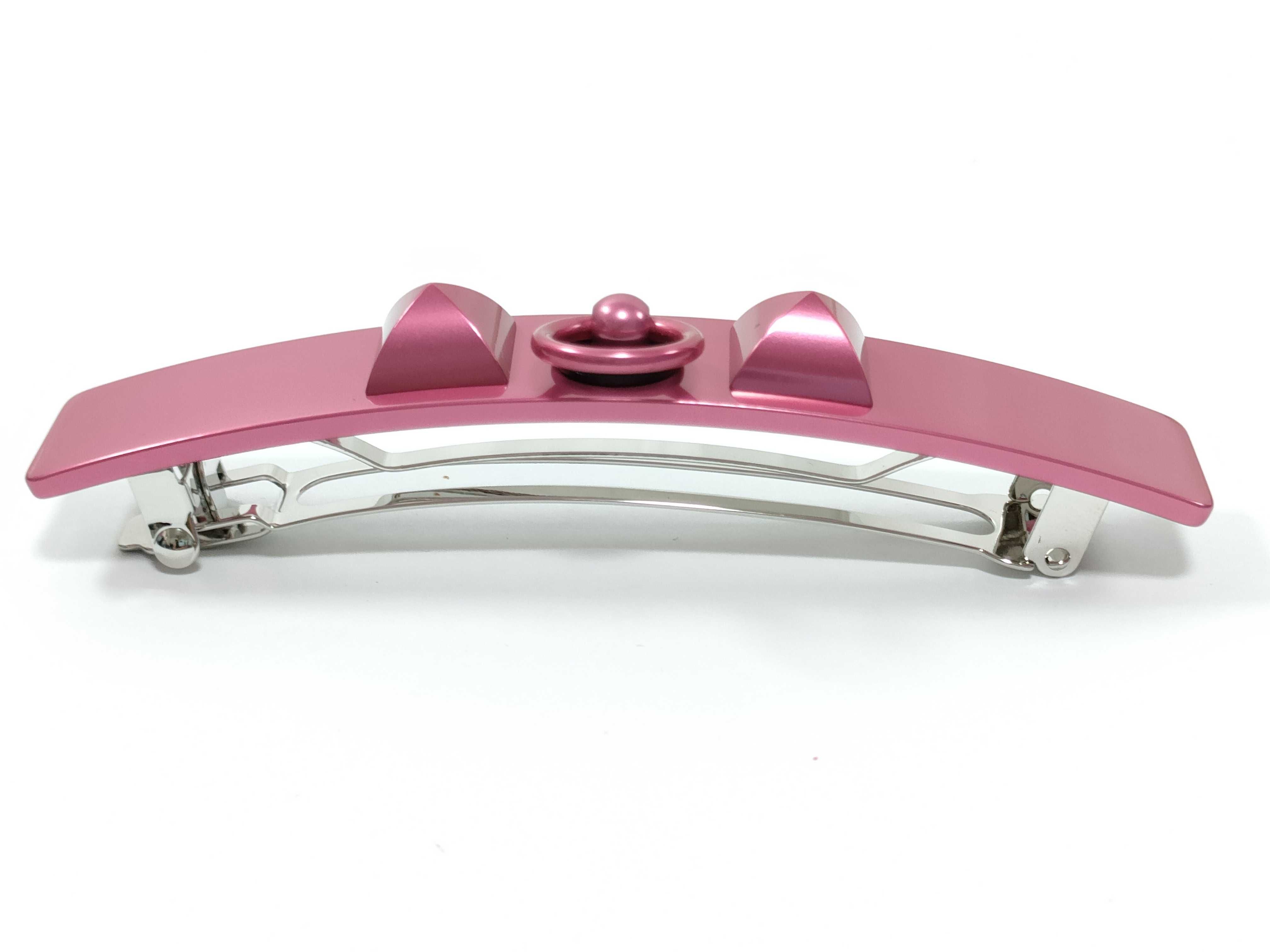 Medor Barrette, Pink with Silver Hardware, Unused, Hair Accessory — view 2