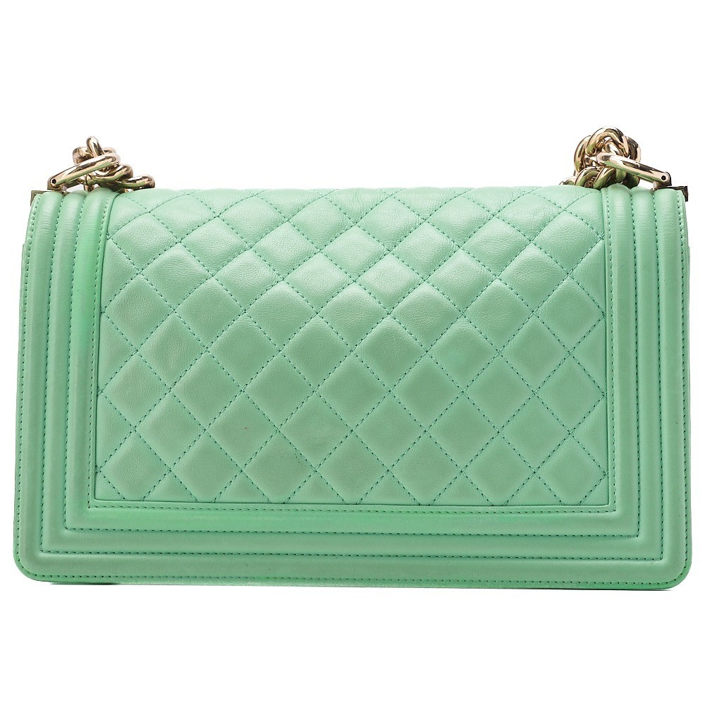 Lambskin Boy Chanel 25 Chain Shoulder Bag, Green, Gold Hardware, Series 26 — view 2