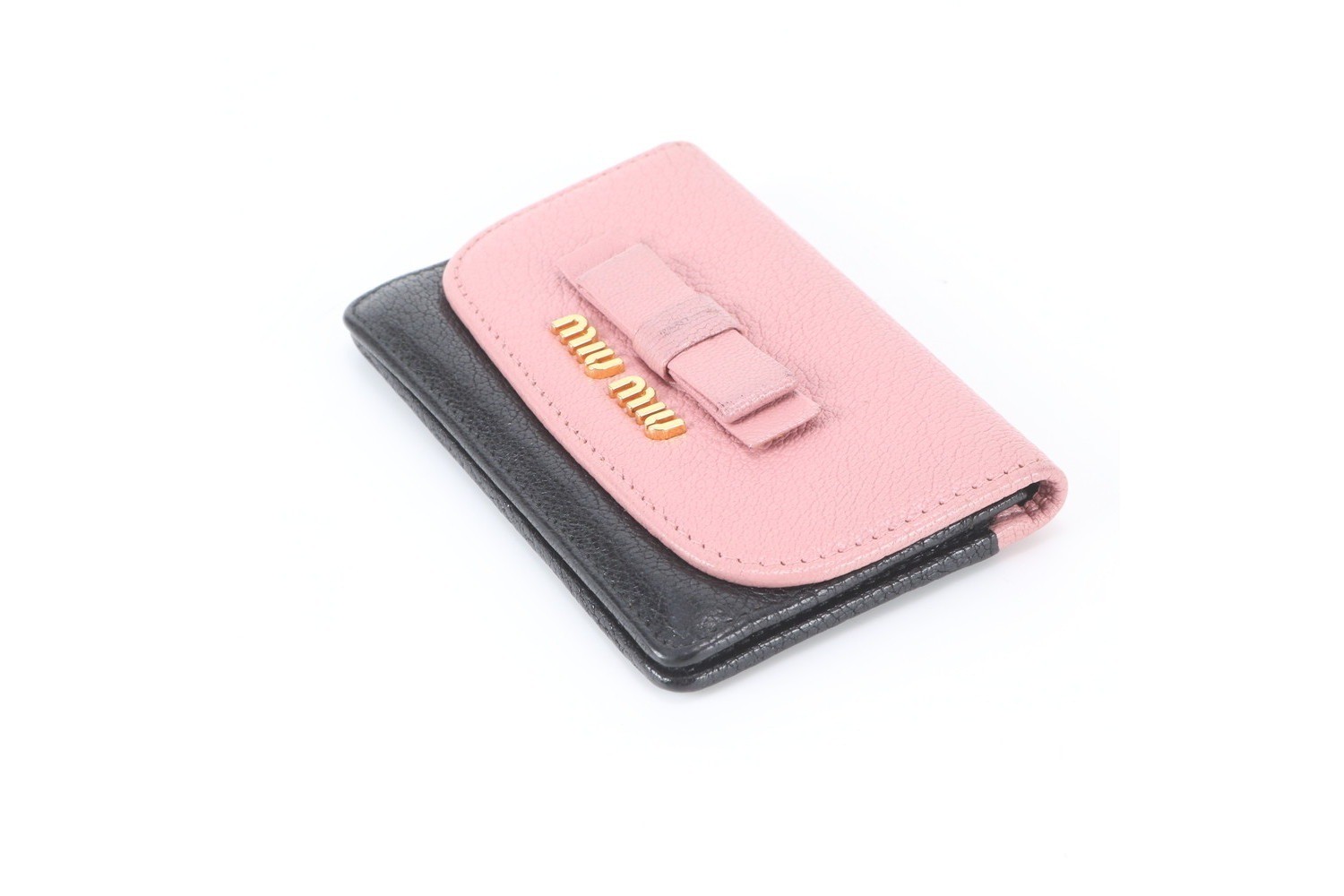 Ribbon motif leather card case — view 3