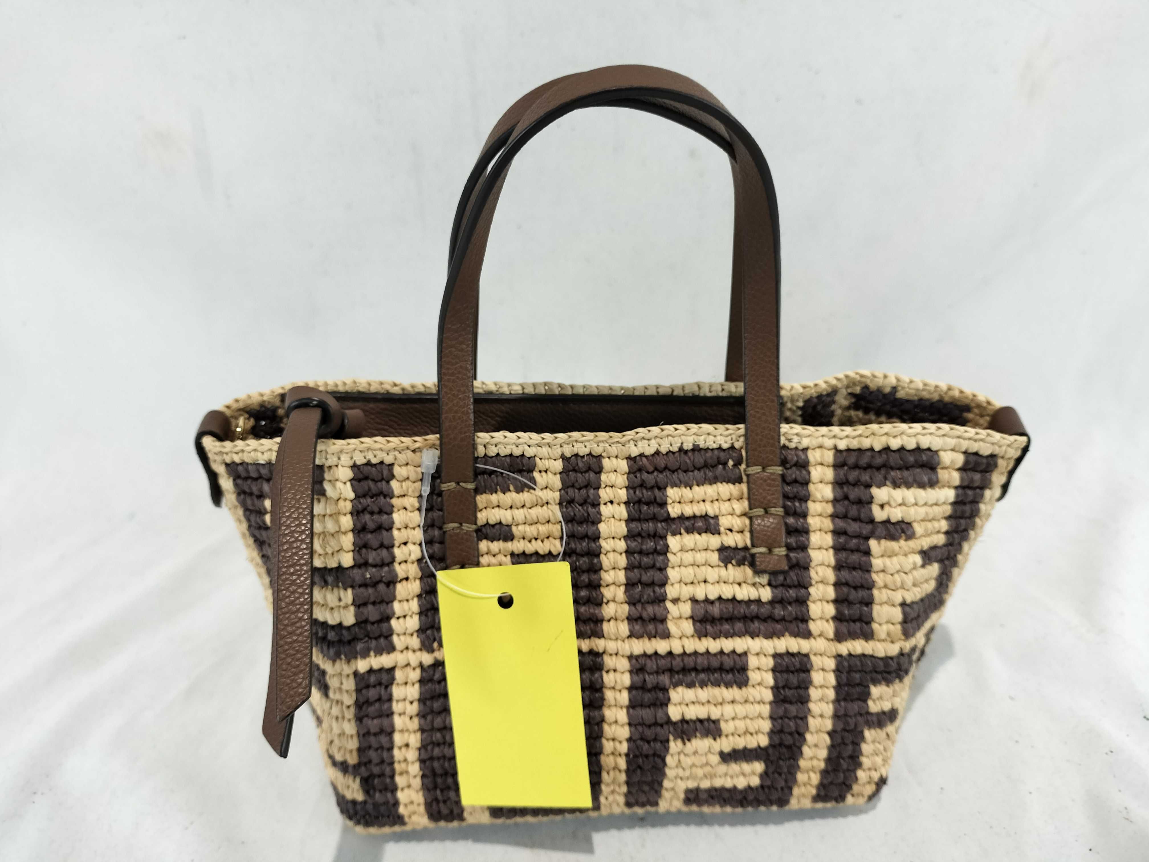 Zucca pattern crochet roll mini FF raffia handbag