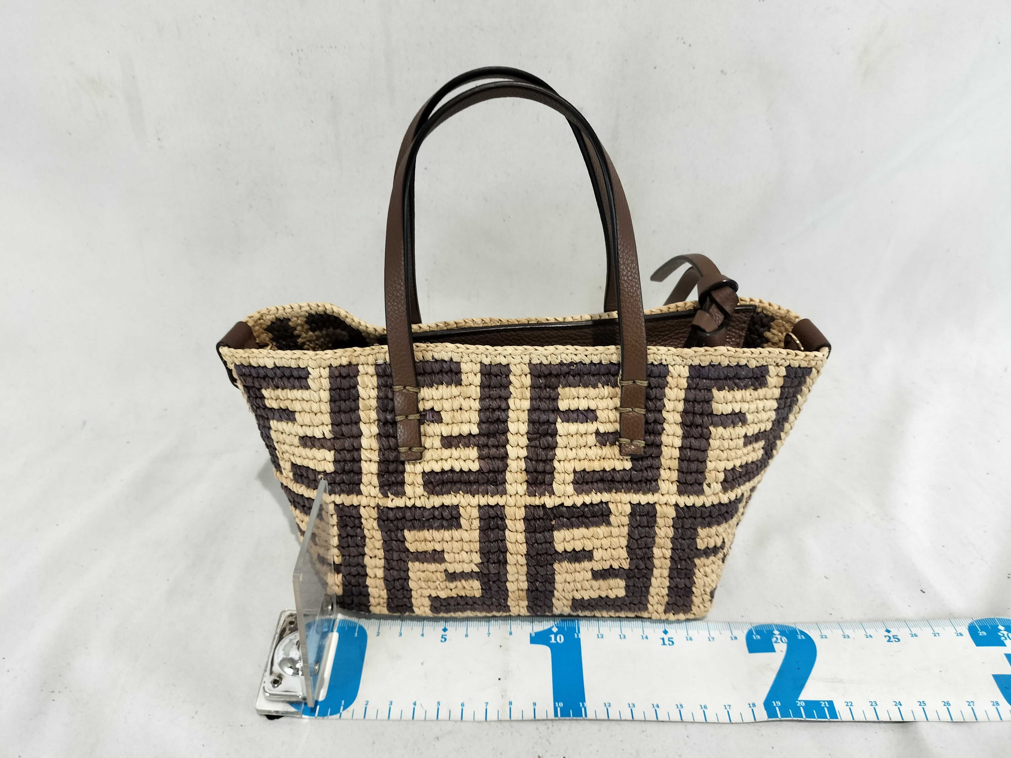 Zucca pattern crochet roll mini FF raffia handbag — view 2
