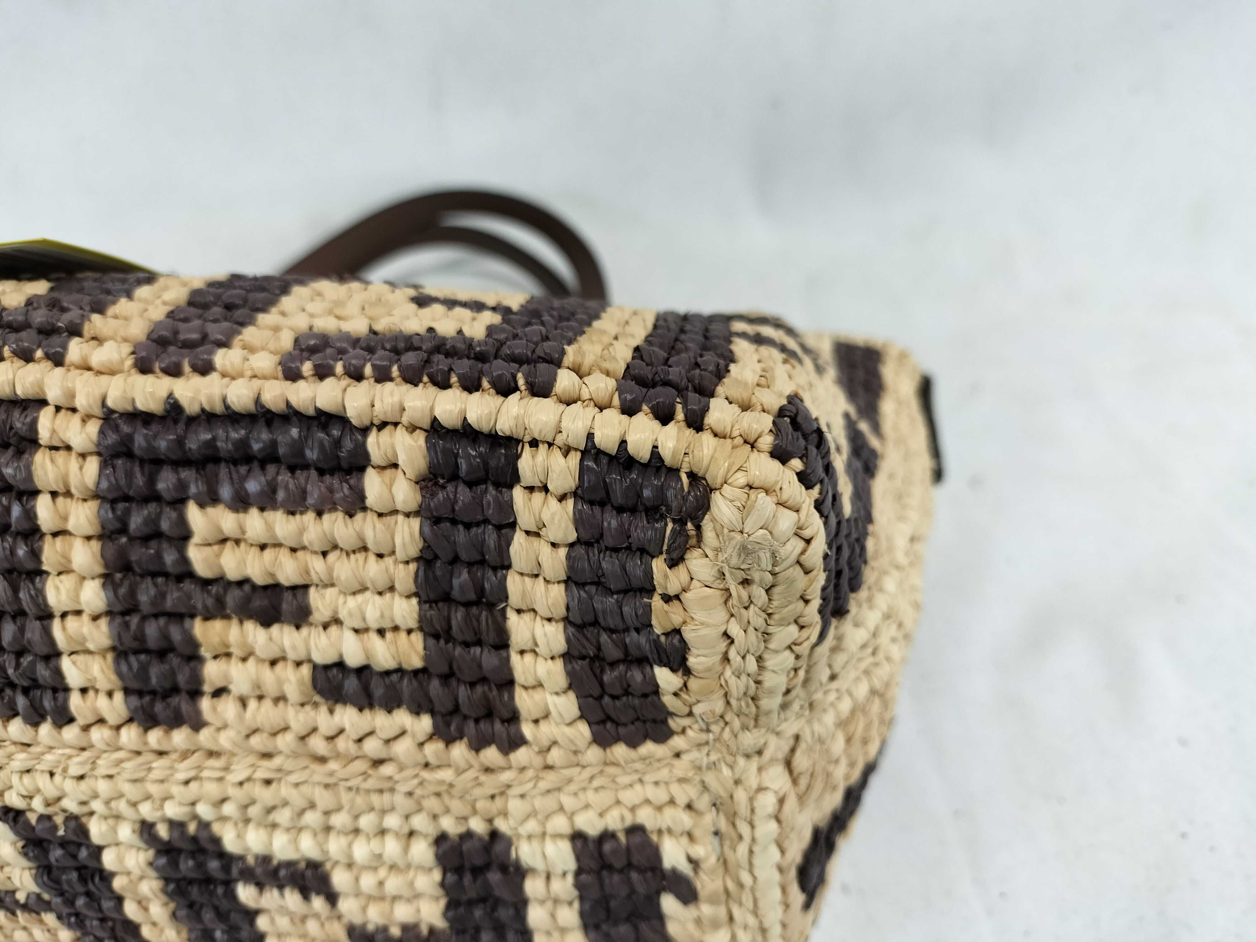 Zucca pattern crochet roll mini FF raffia handbag — view 6